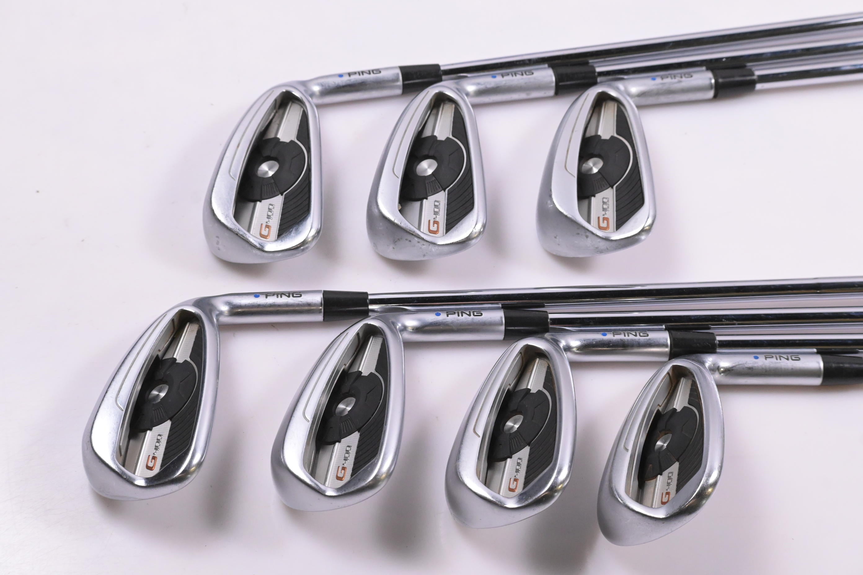 Ping G400 Irons / 5-PW+SW / Blue Dot / Stiff Flex Ping AWT 2.0 Shafts
