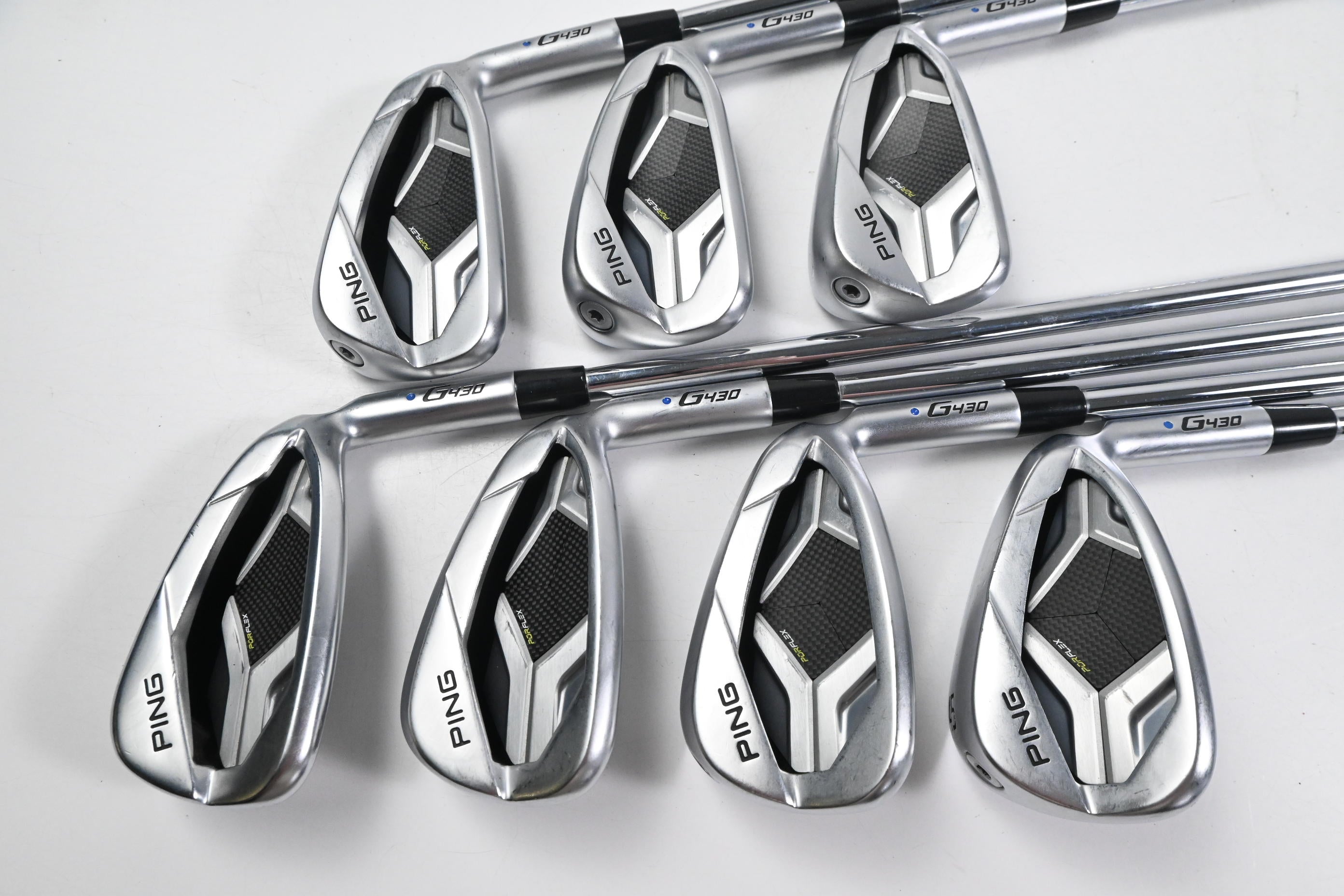 Ping G430 Irons / 5-PW+GW / Blue Dot / Regular Flex Ping AWT 2.0 Steel Shafts