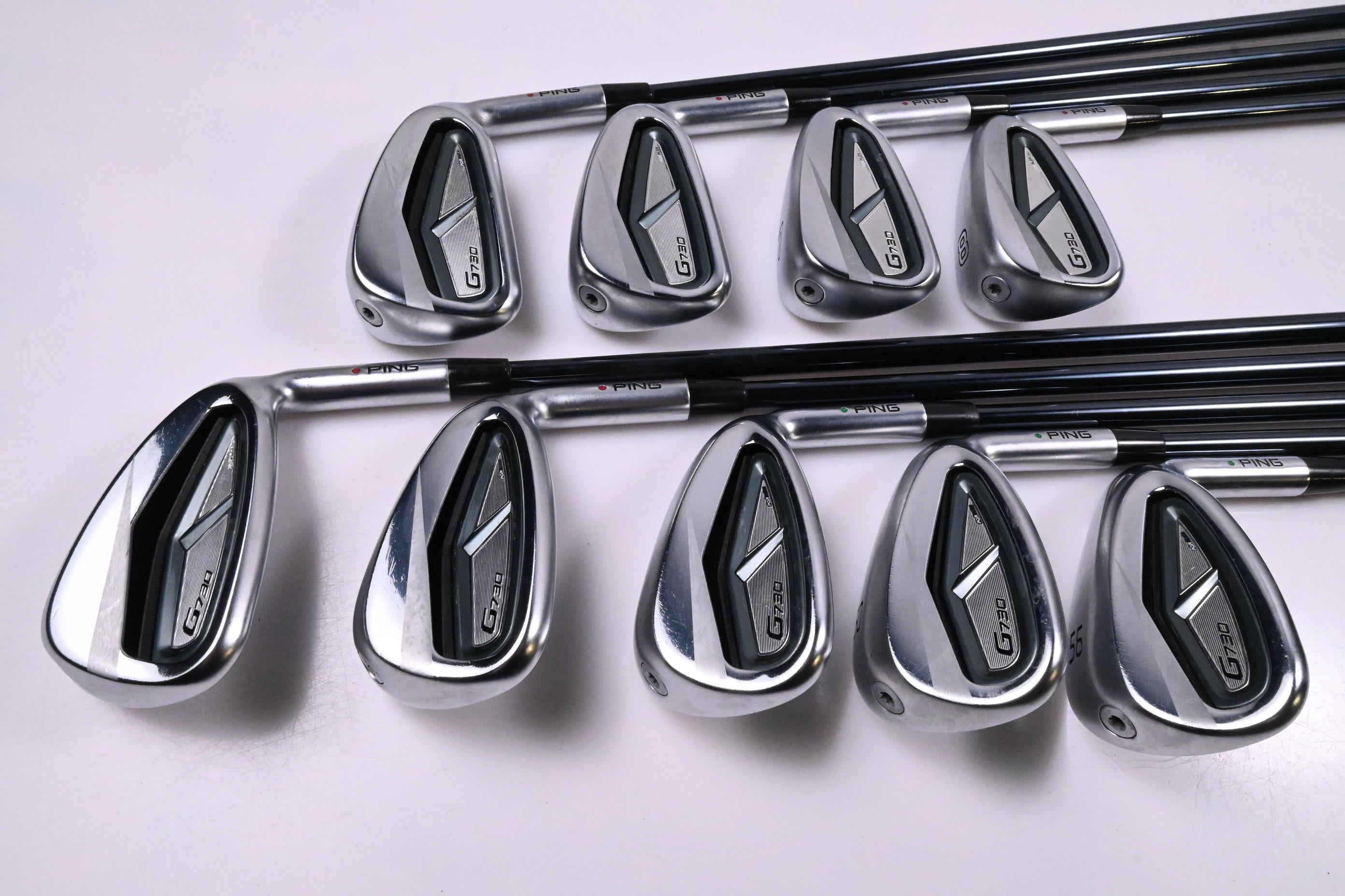 Ping G730 Irons / 5-PW+GW+50°+56° / Red Dot / Senior Flex UST Recoil Dart 65
