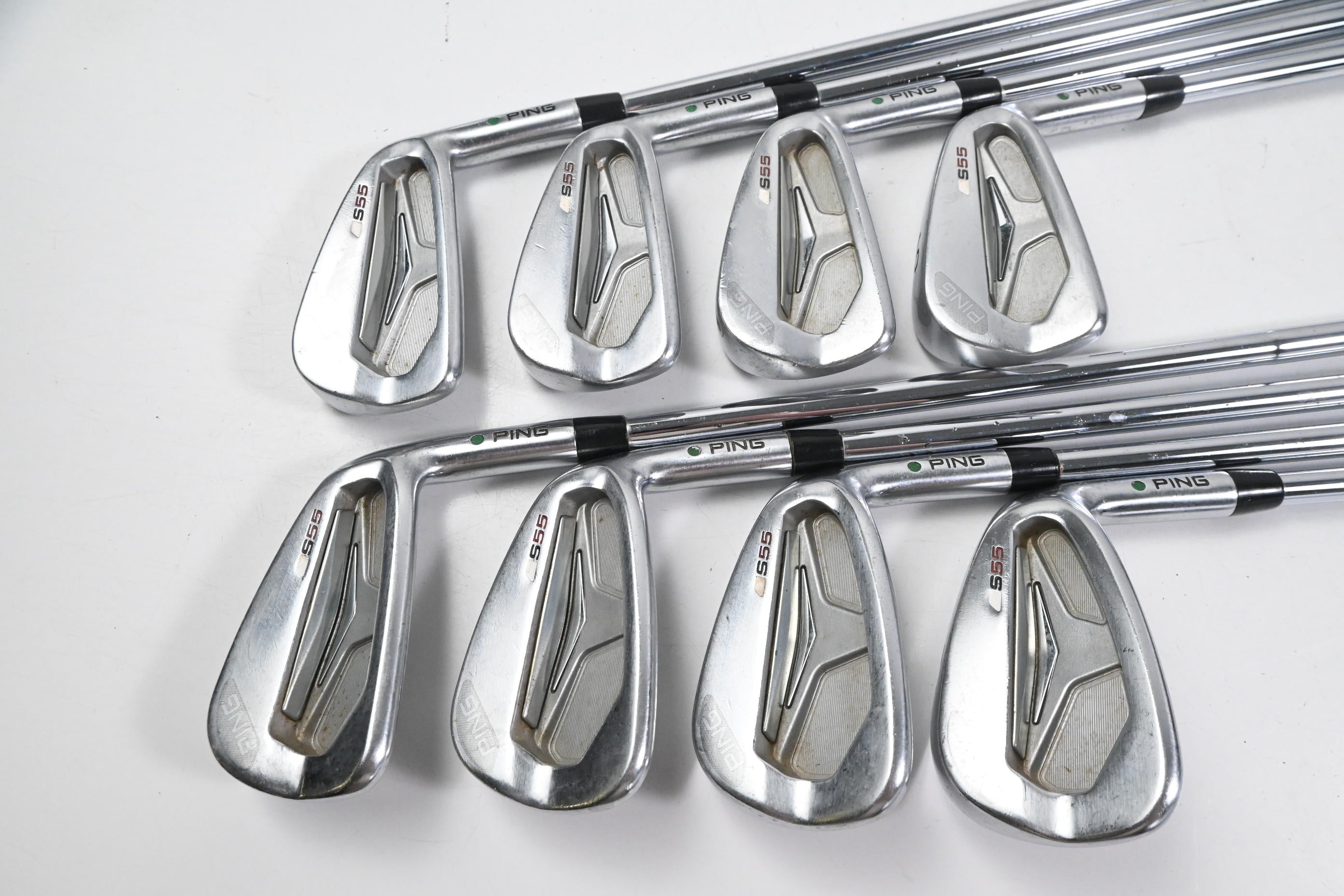 Ping S55 Irons / 3-PW / Green Dot / Stiff Flex Dynamic Gold S300 Shafts