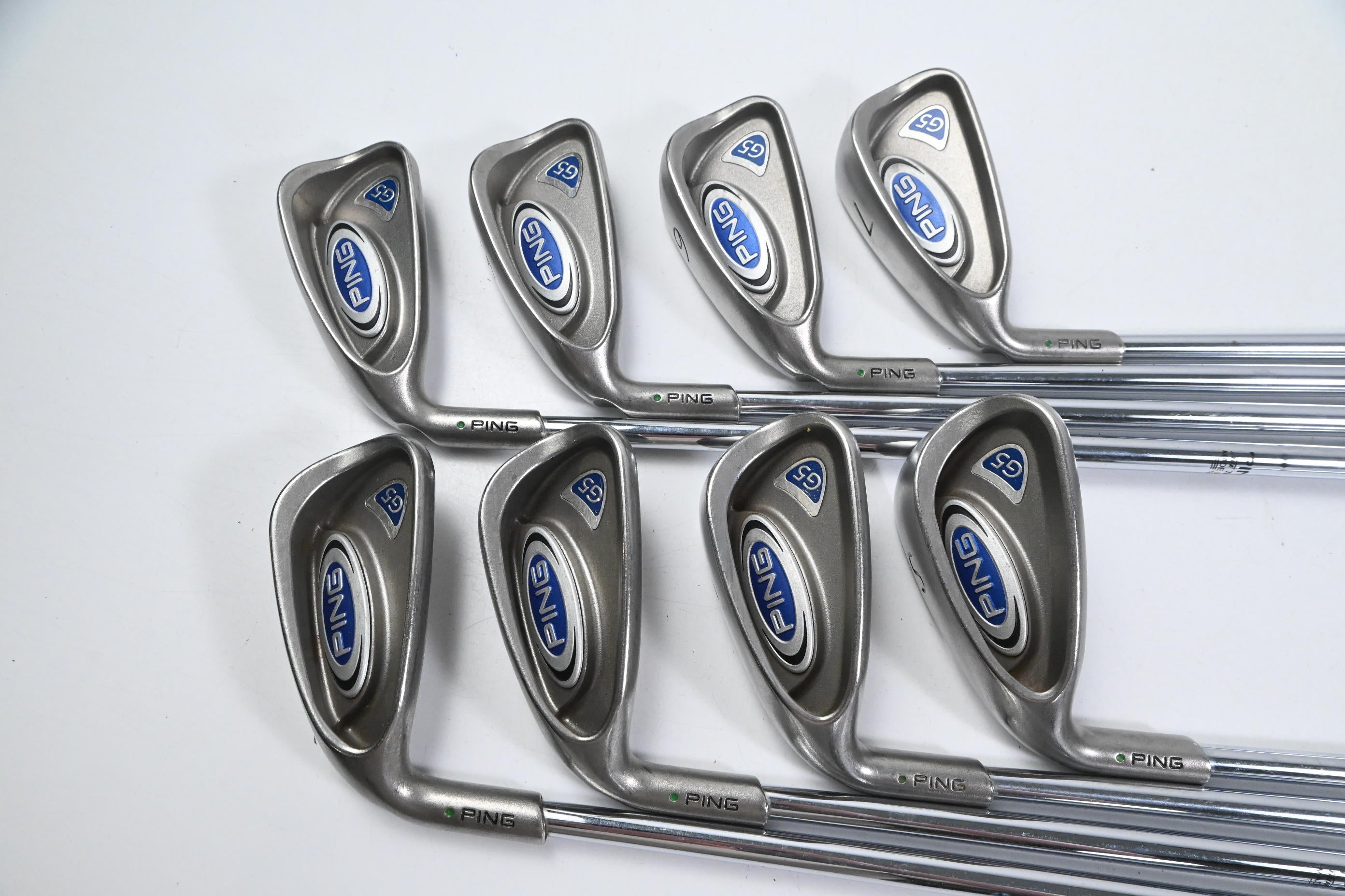 Left Hand Ping G5 Irons / 4-PW+SW / Green Dot / Regular Flex Ping Shafts