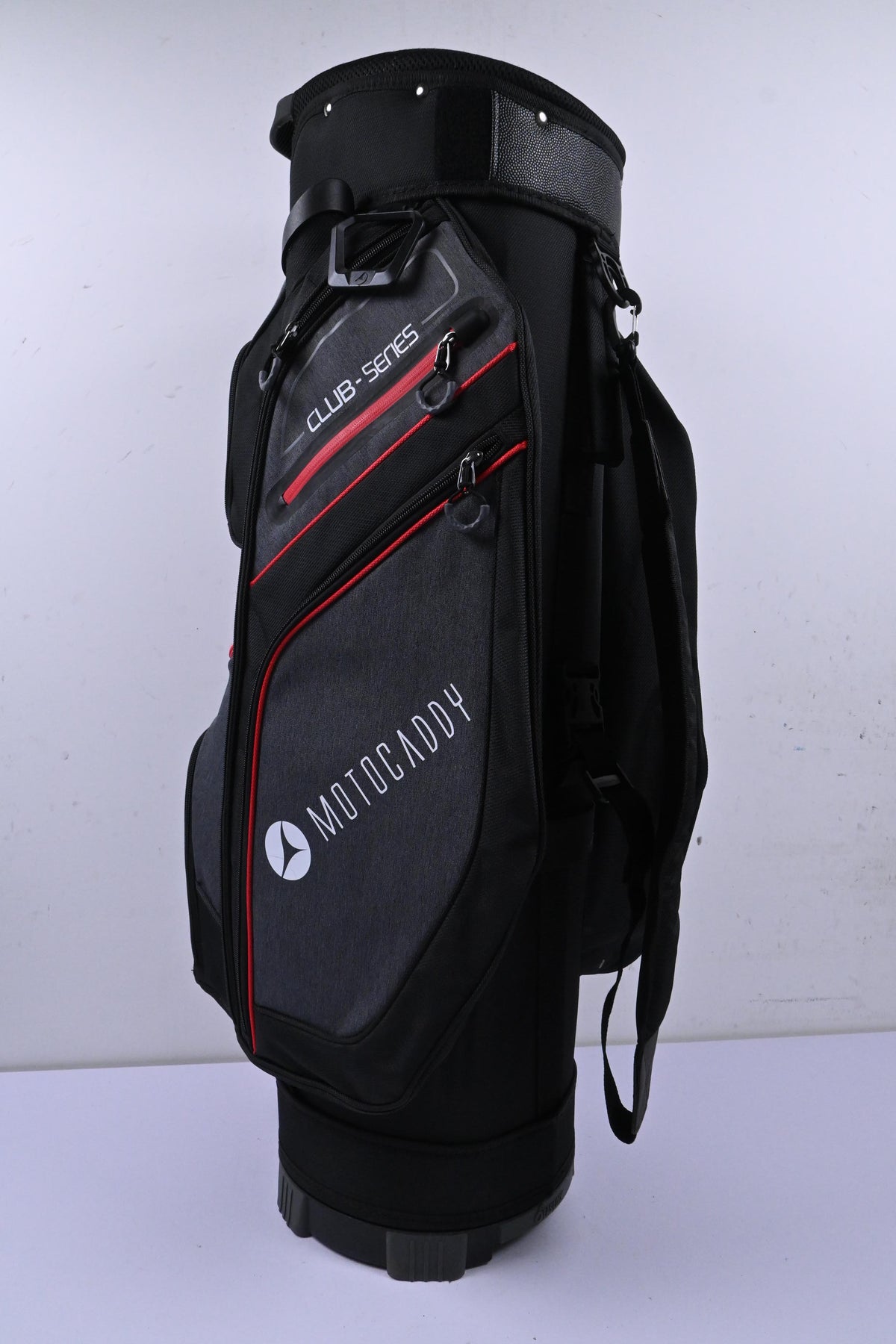 Motocaddy Club Series Cart Bag / 14-Way Divider / Black, Grey & Red