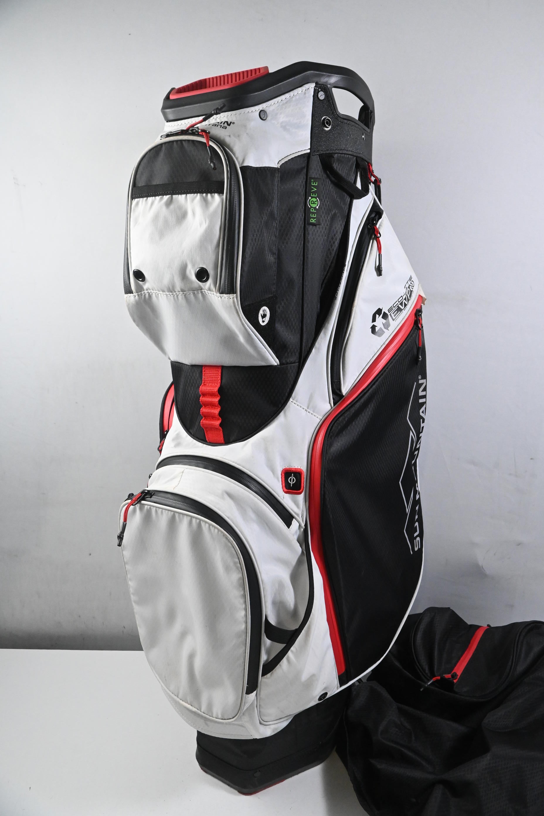 Sun Mountain Eco Lite Cart Bag / 14-Way Divider / Black, White & Red