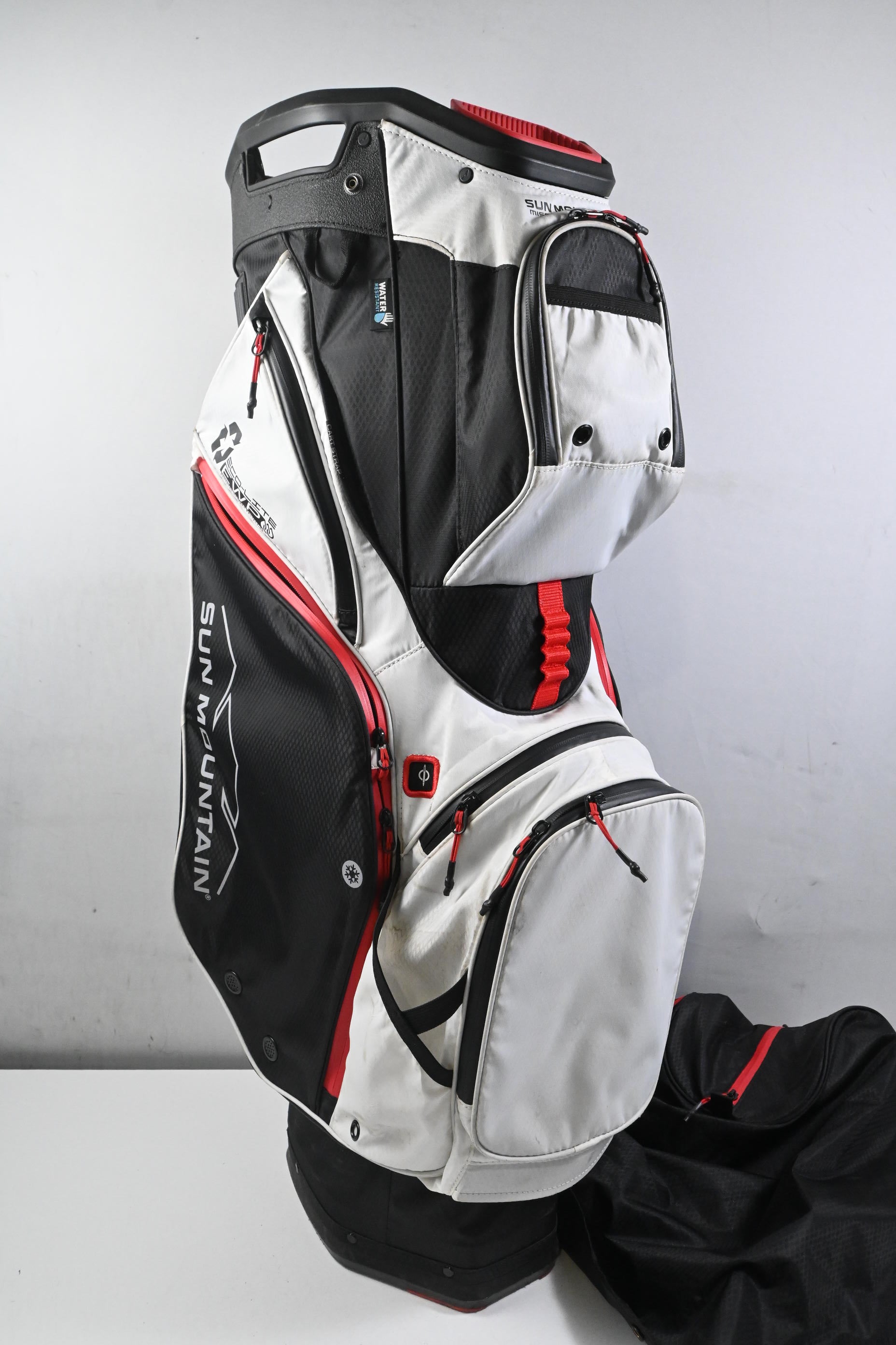 Sun Mountain Eco Lite Cart Bag / 14-Way Divider / Black, White & Red
