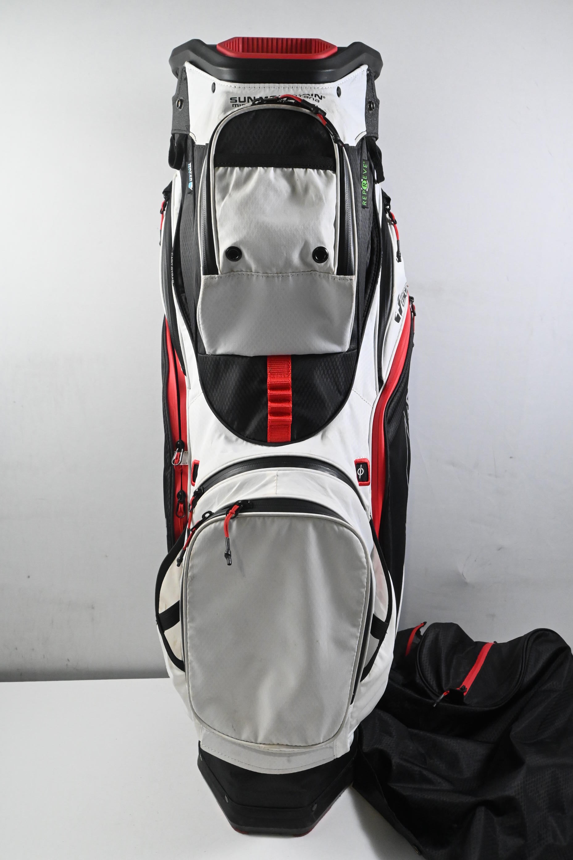 Sun Mountain Eco Lite Cart Bag / 14-Way Divider / Black, White & Red