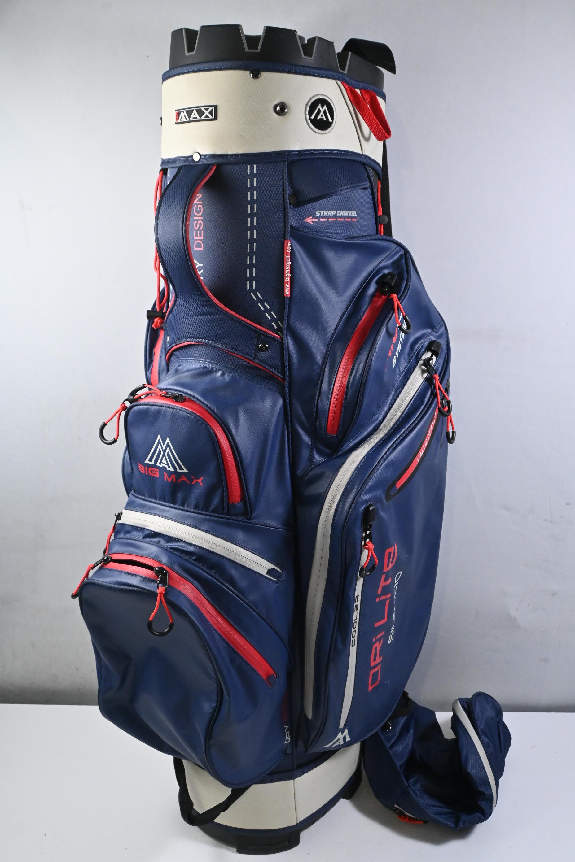 Big Max Dri Lite Silencio Cart Bag / 14-Way Divider / Blue, Red & White