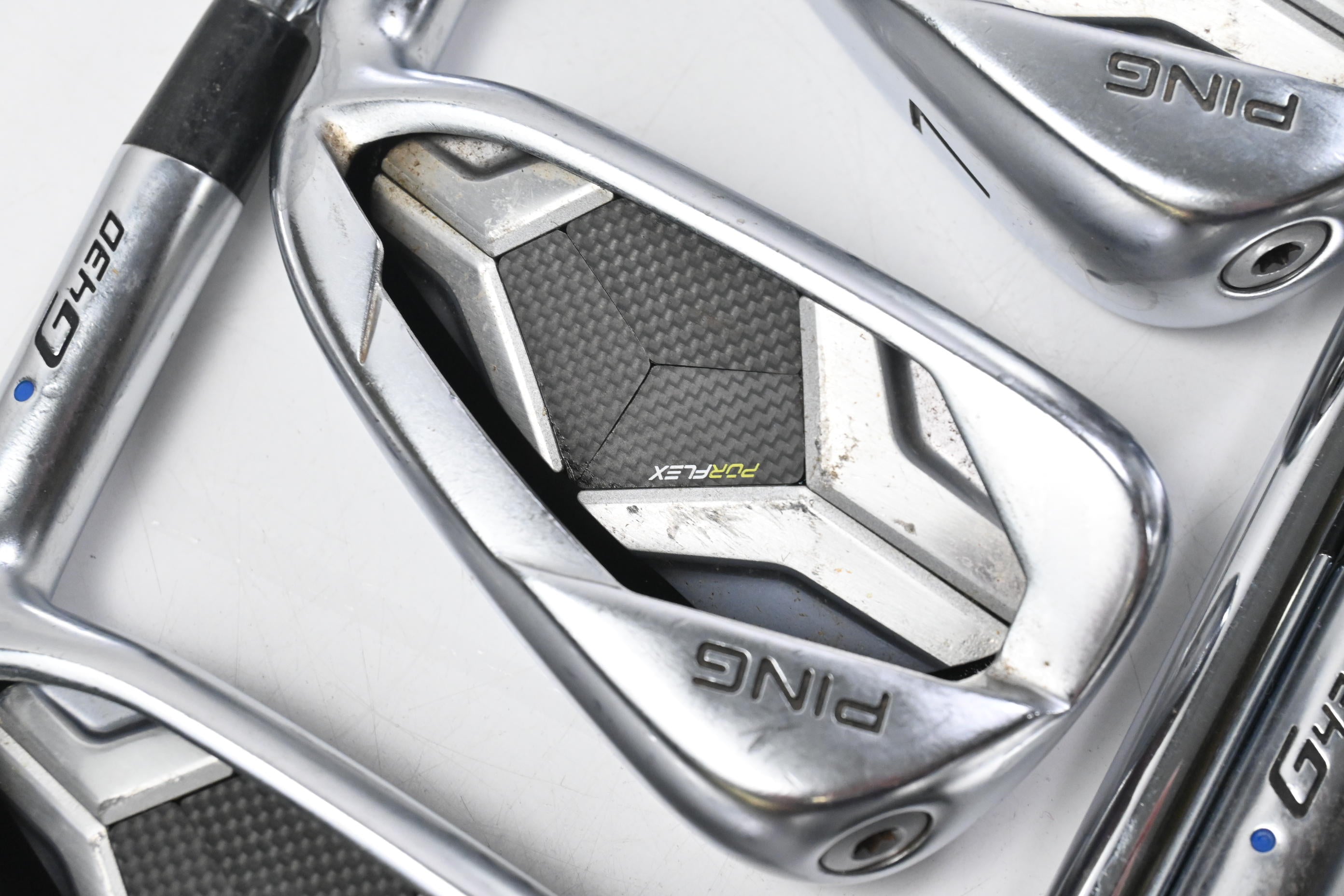 Ping G430 Irons / 5-PW+AW+GW+SW / Blue Dot / Regular Flex Ping AWT 2.0 Shafts