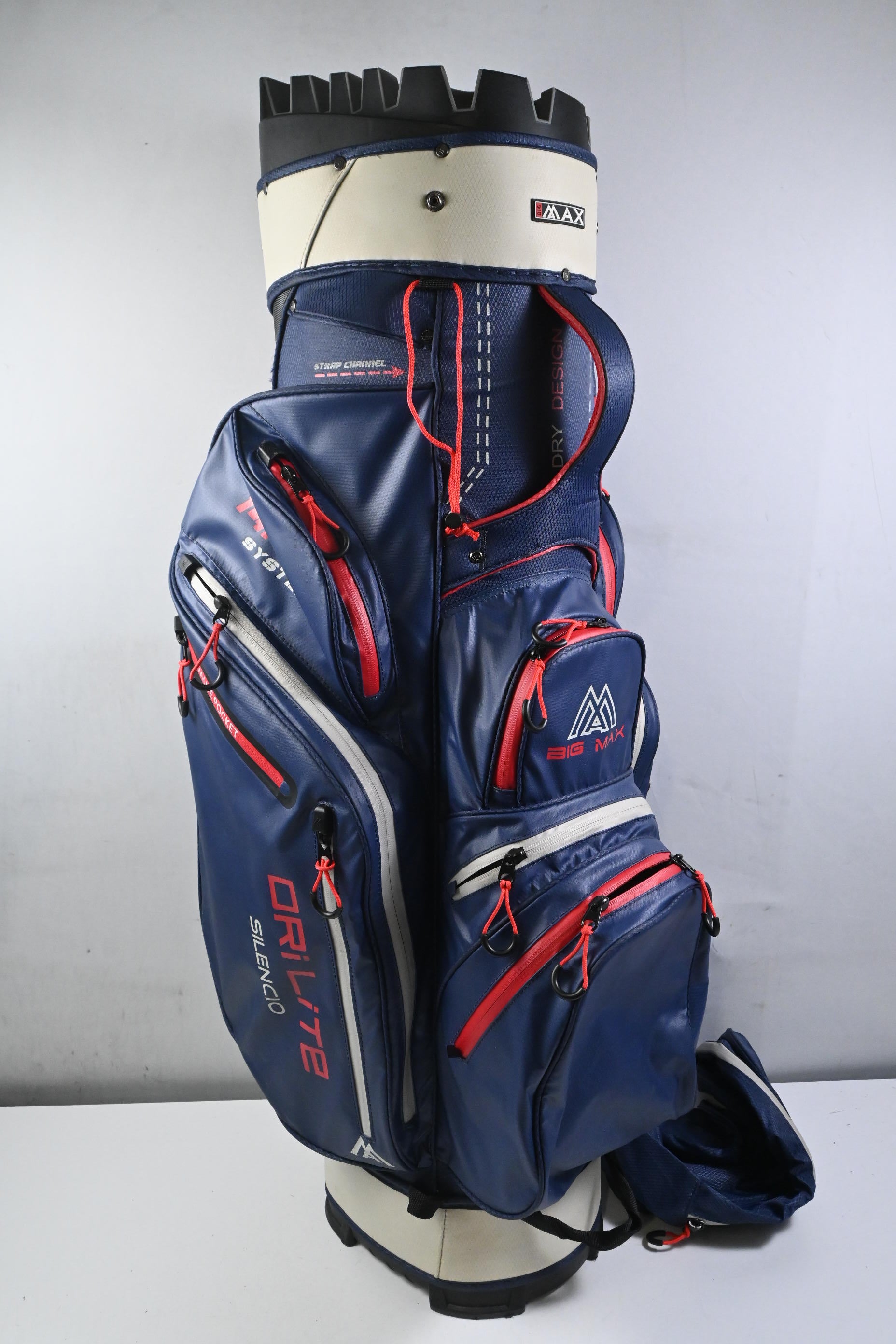 Big Max Dri Lite Silencio Cart Bag / 14-Way Divider / Blue, Red & White