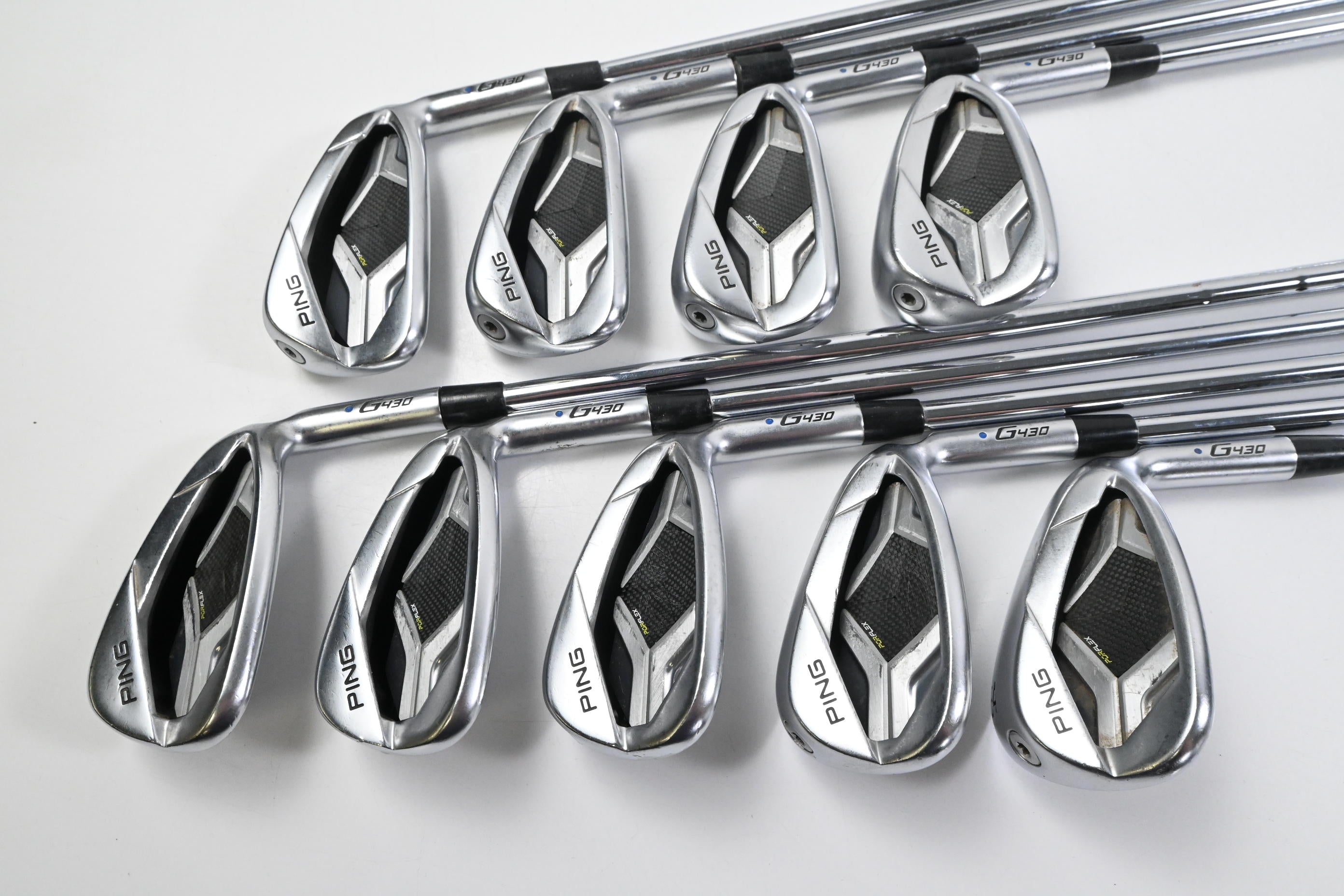 Ping G430 Irons / 5-PW+AW+GW+SW / Blue Dot / Regular Flex Ping AWT 2.0 Shafts