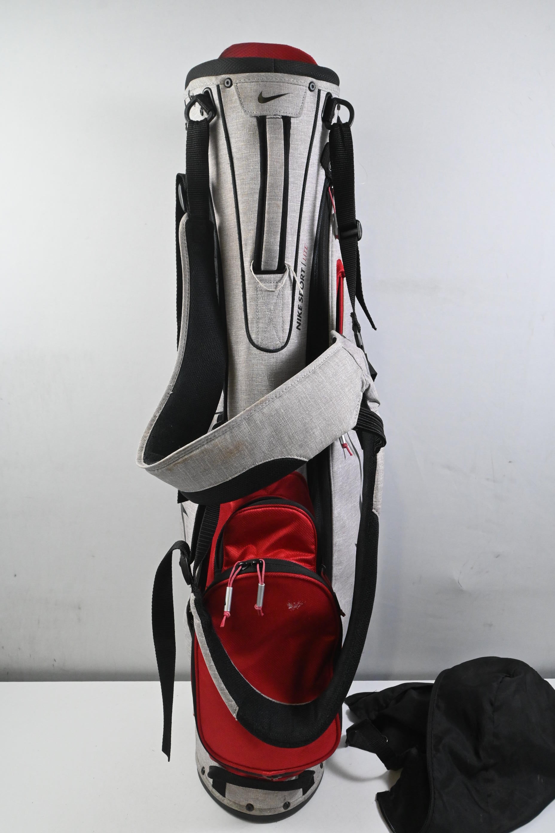 Nike Lite Stand Bag / 5-Way Divider / Grey, Red & Black