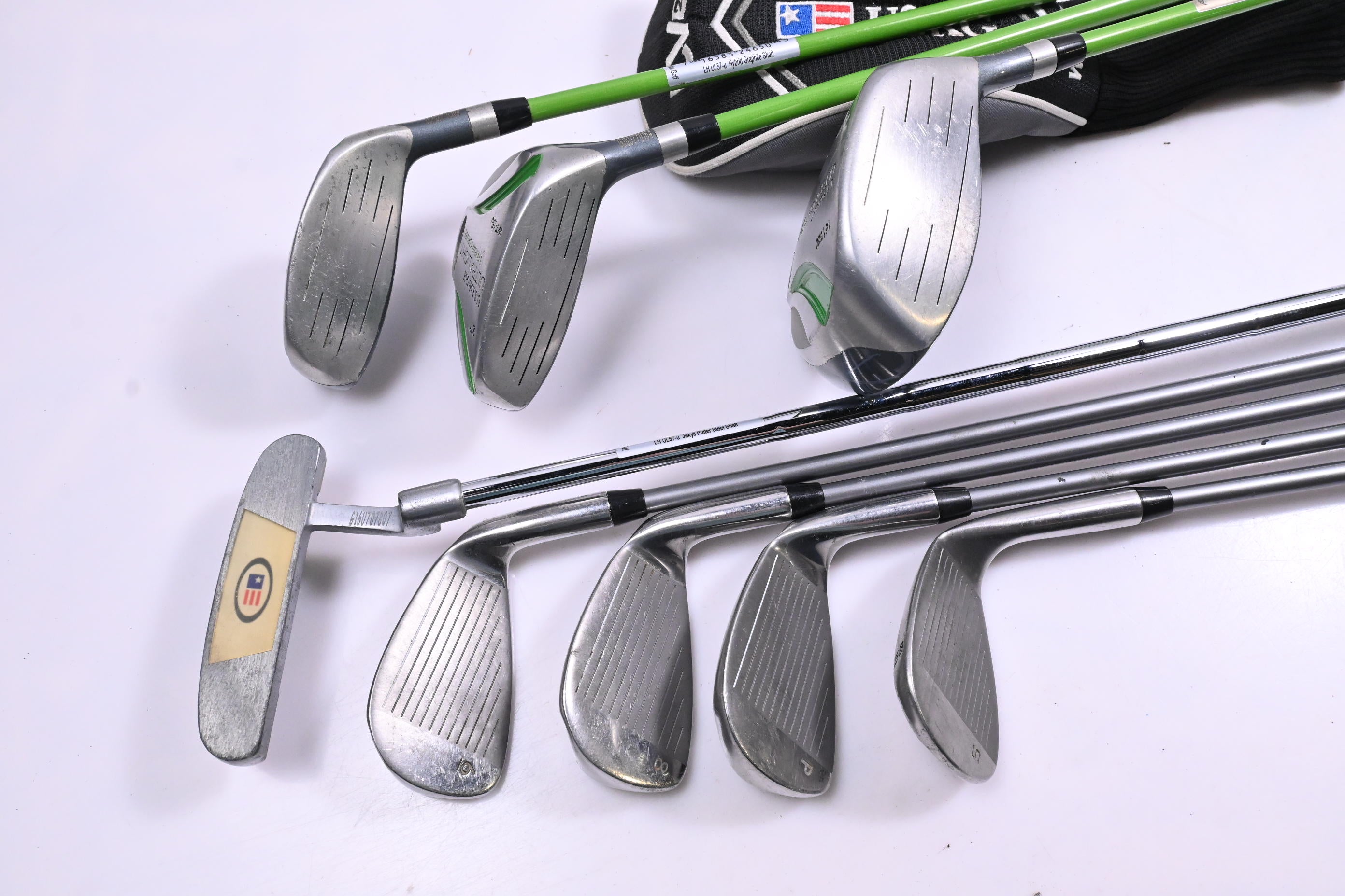 Junior Left Hand US Kids WT-15 Package Set / Woods, Irons, Putter, Bag