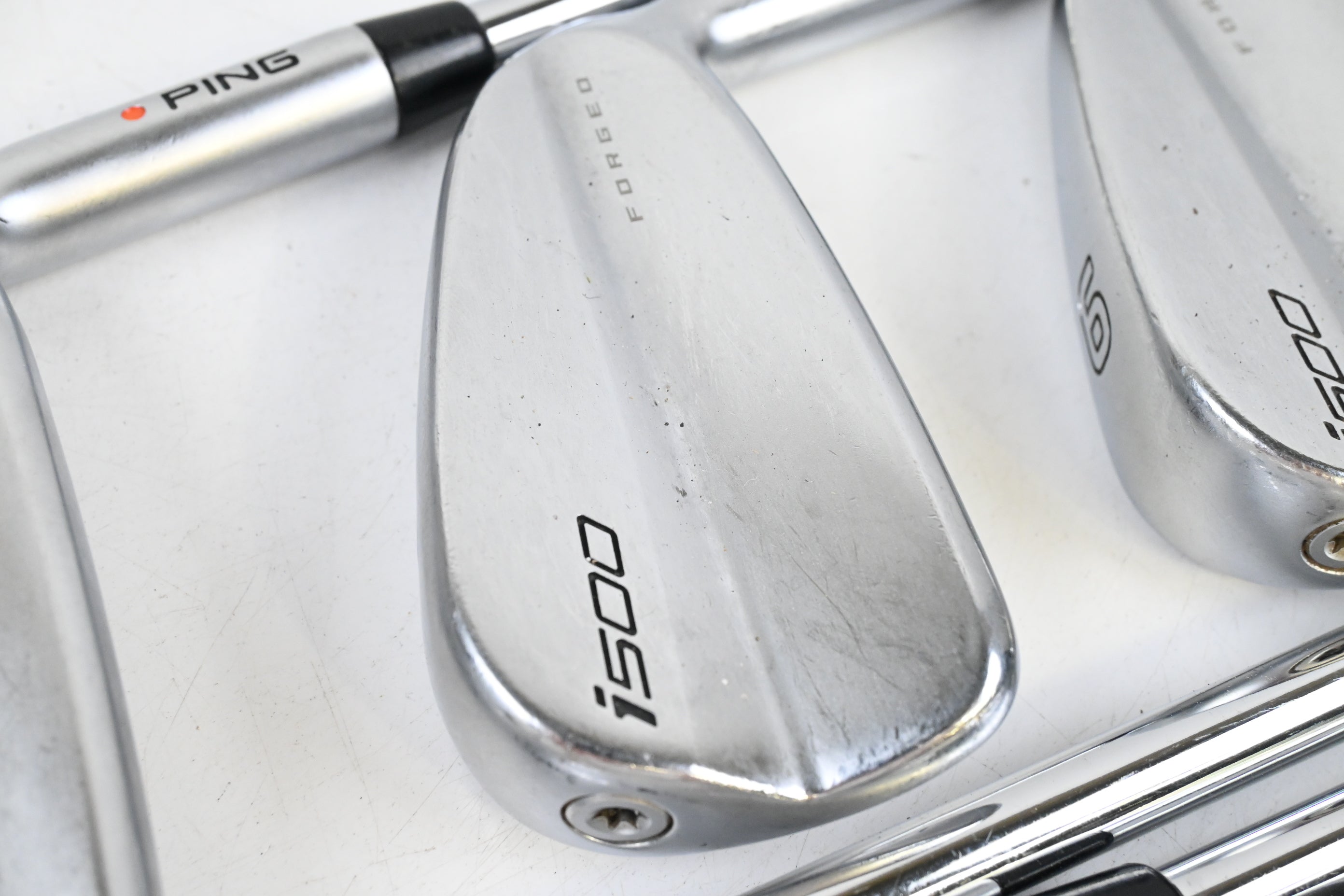 Ping i500 Irons / 4-PW / Orange Dot / Stiff Flex KBS Tour 90 Shafts