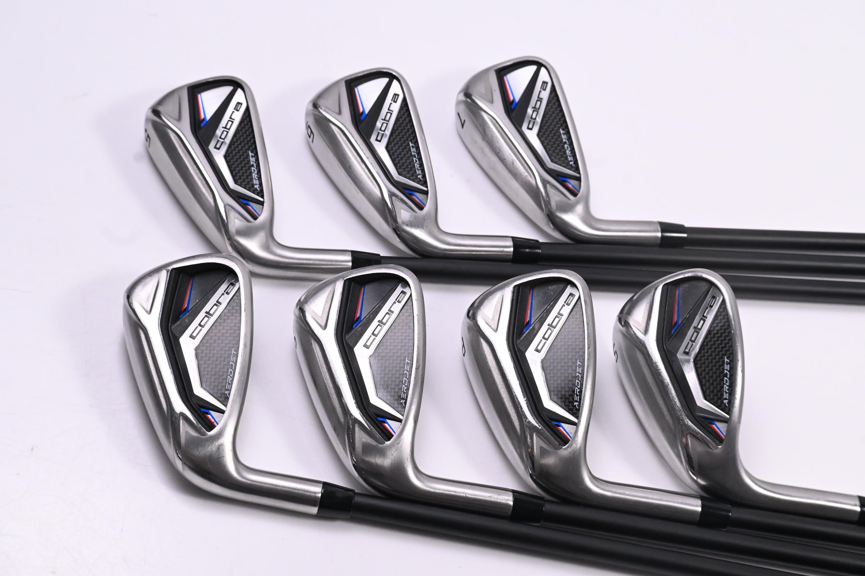 Left Hand Cobra Aerojet Irons / 5-PW+SW / Regular Flex KBS PGI 75 Shafts
