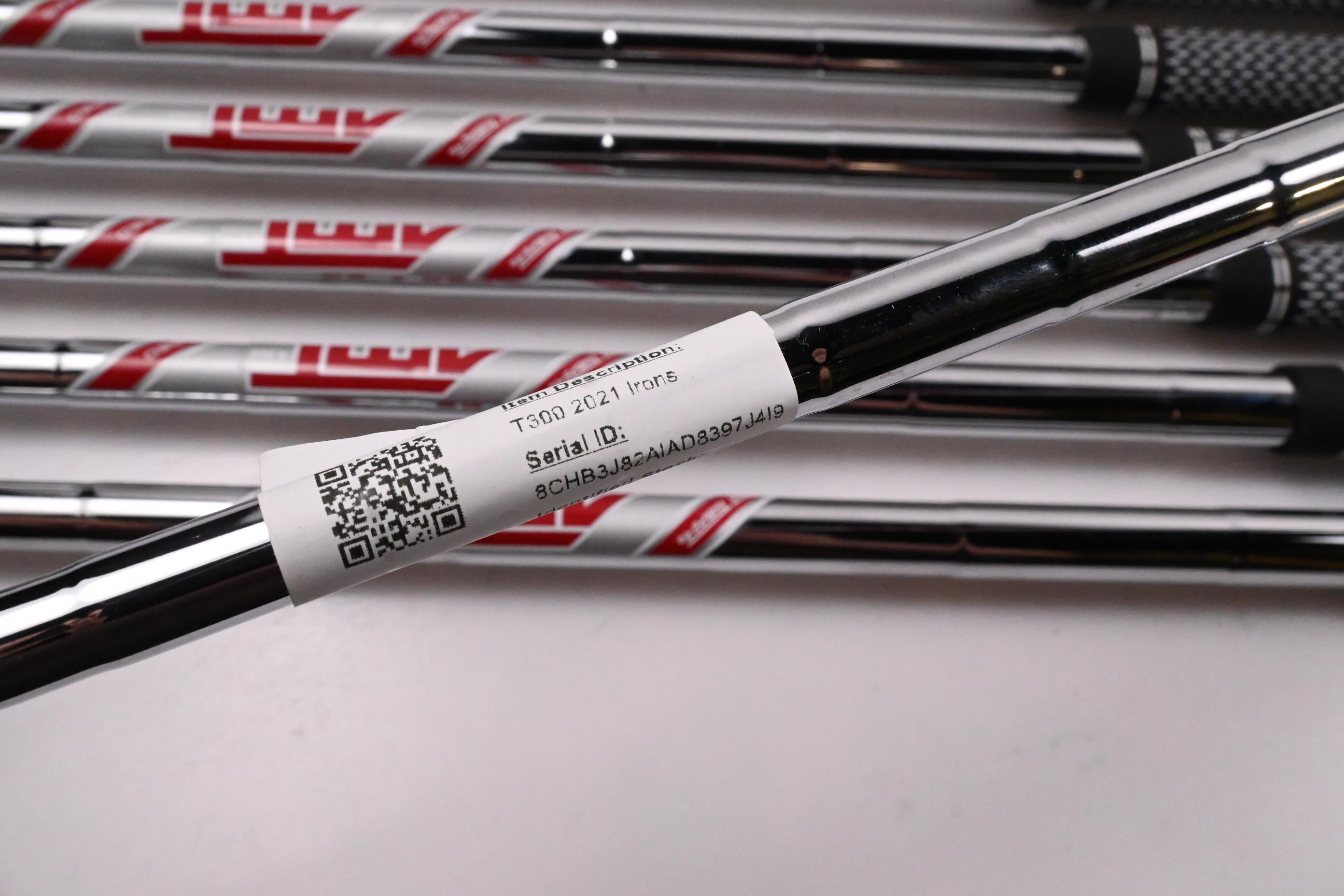 Left Hand Titleist T300 2021 Irons / 5-PW+48° / Regular Flex AMT Red R300 Shafts