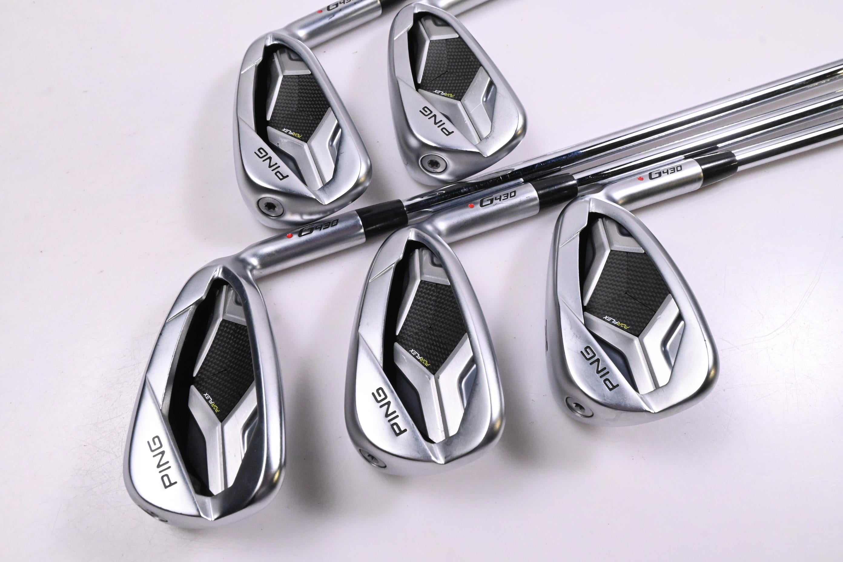 Ping G430 Irons / 6-PW / Red Dot / Regular Flex Ping AWT 2.0 Shafts
