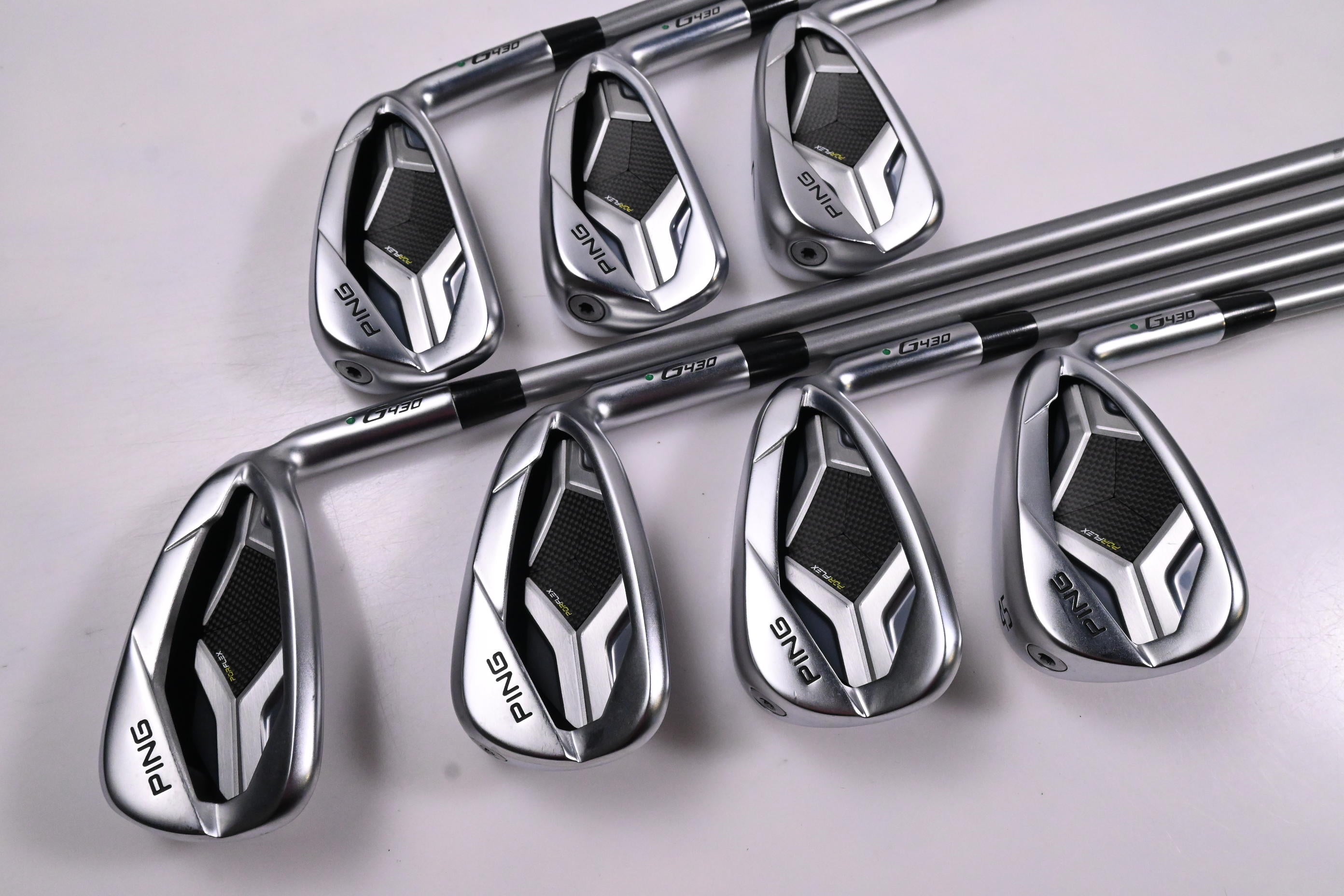 Ping G430 Irons / 5-PW+45 / Green Dot / Senior Flex Ping Alta Quick 45 Shafts