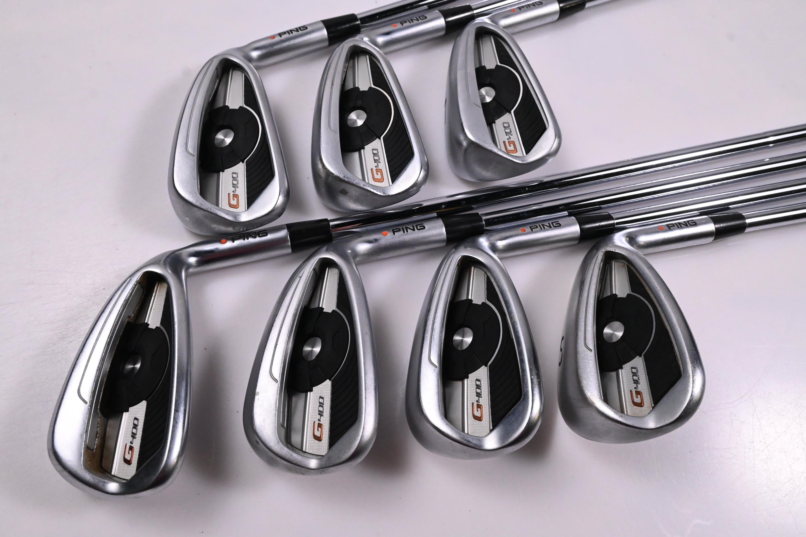 Ping G400 Irons / 5-PW+SW / Orange Dot / Regular Flex Ping AWT 2.0 Shafts