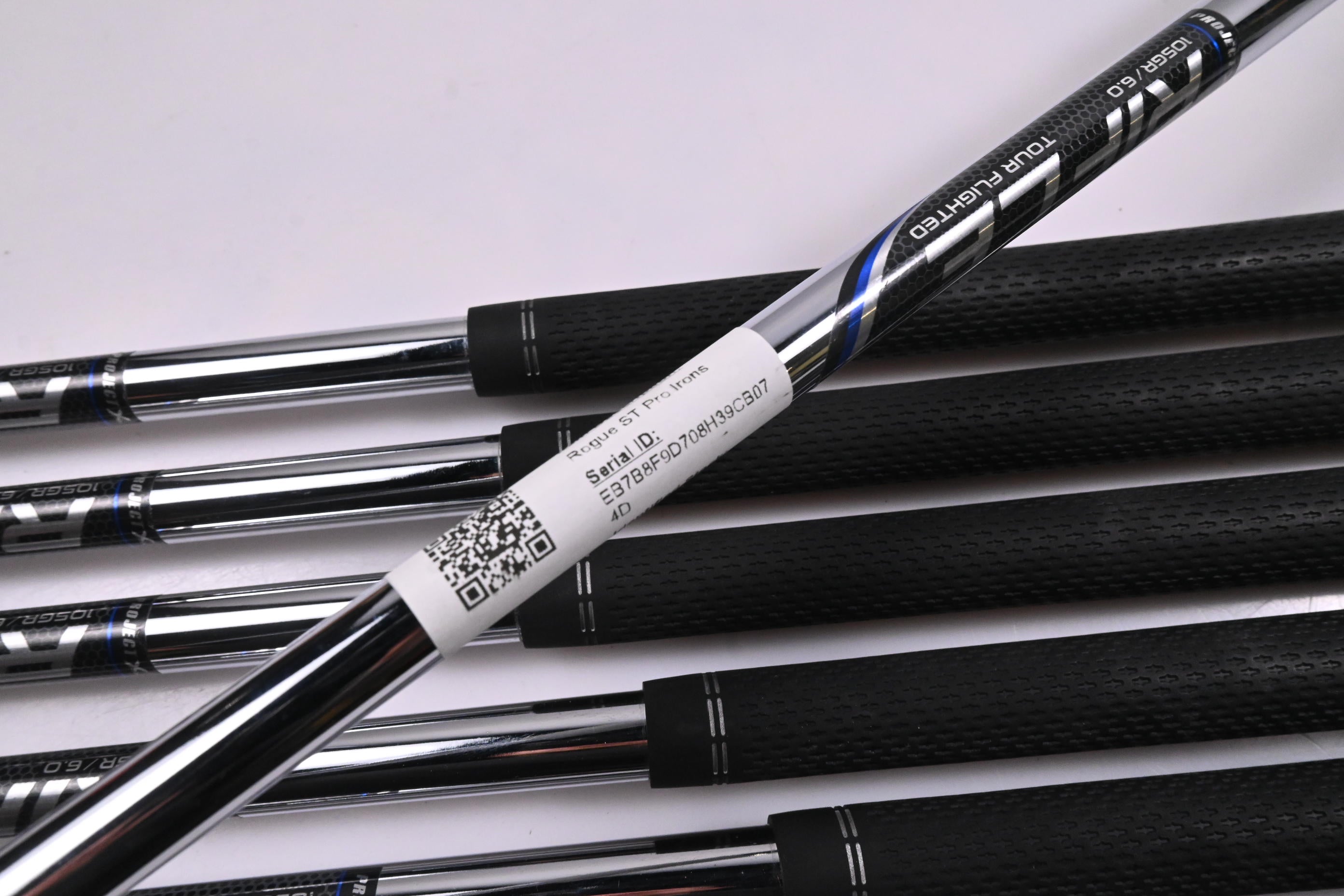 Callaway Rogue ST Pro Irons / 4-PW / Stiff Flex Rifle Tour Flighted 105 Shafts