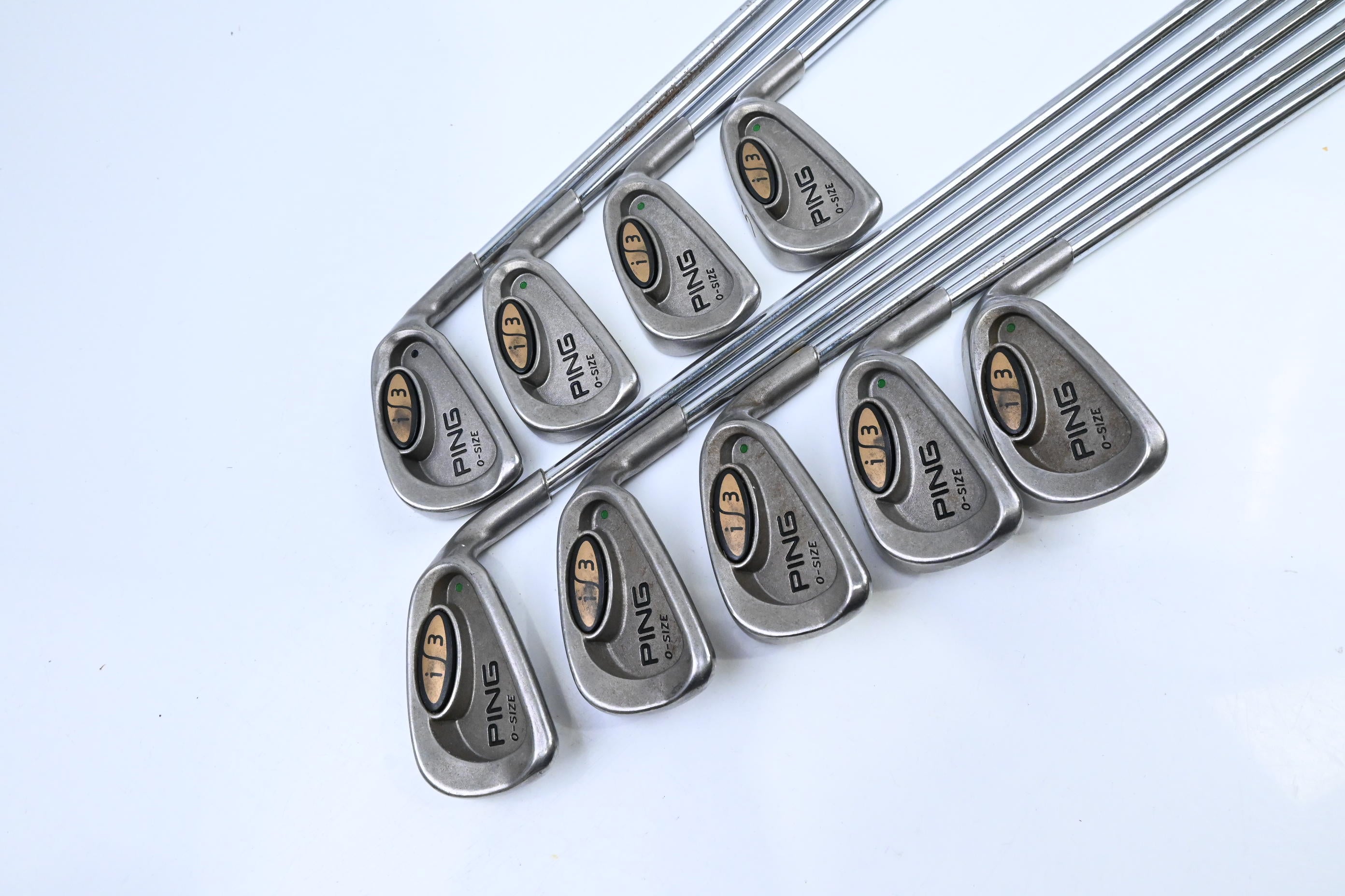 Ping i3 O-Size Irons / 2-PW / Green Dot / Stiff Flex Ping JZ Red Shafts
