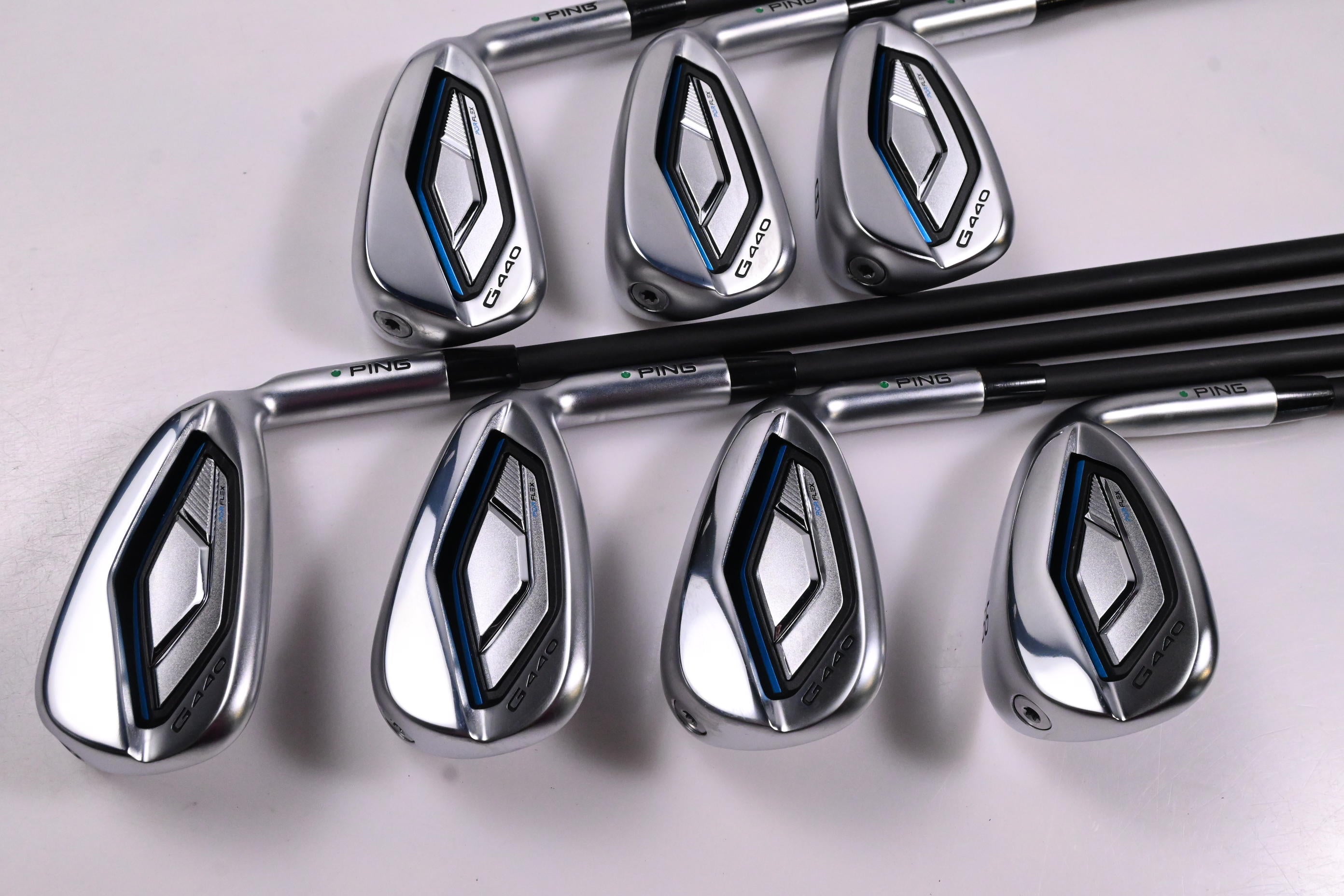 Ping G440 Irons / 7-PW+GW+56° / Green Dot / Regular Flex Ping Alta CB Blue