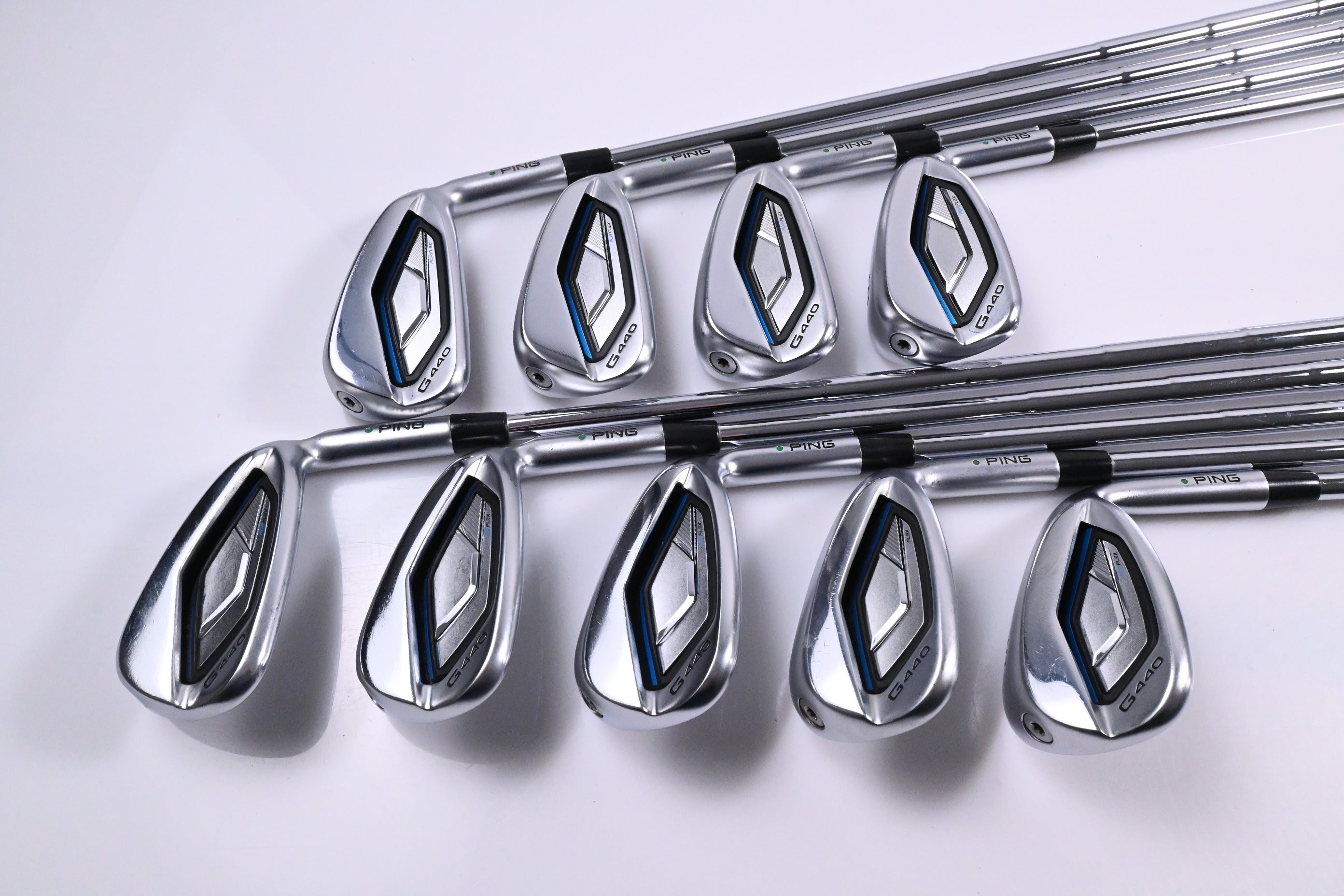 Ping G440 Irons / 5-PW+UW+52°+56° / Green Dot / Stiff Flex Dynamic Gold Mid 115