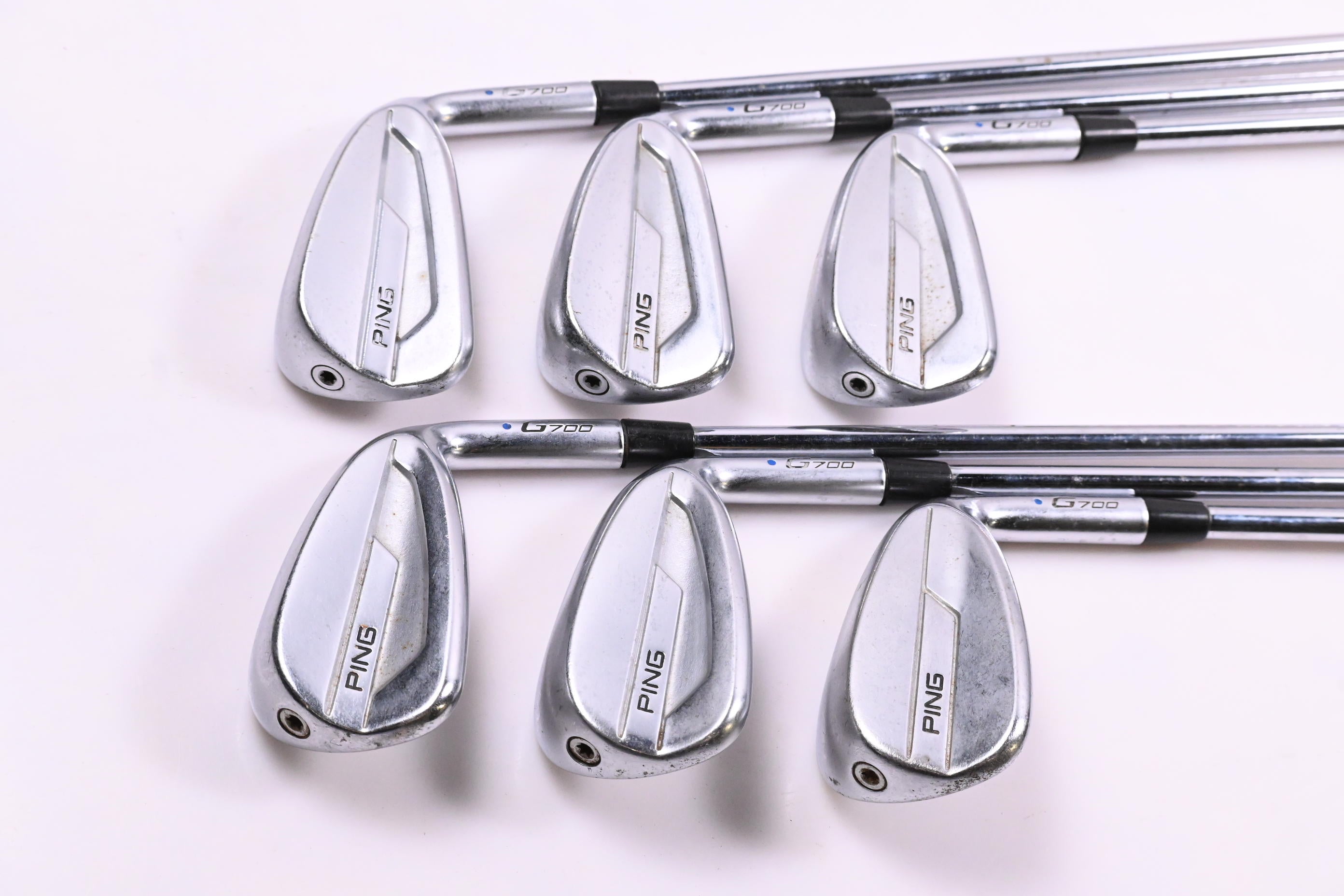 Ping G700 Irons / 5-PW / Blue Dot / Regular Flex Ping AWT 2.0 Shafts