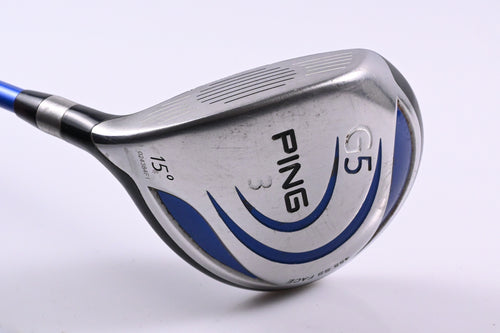 Left Hand Ping G5 #3 Wood / 15 Degree / Regular Flex Grafalloy ProLaunch Blue 75