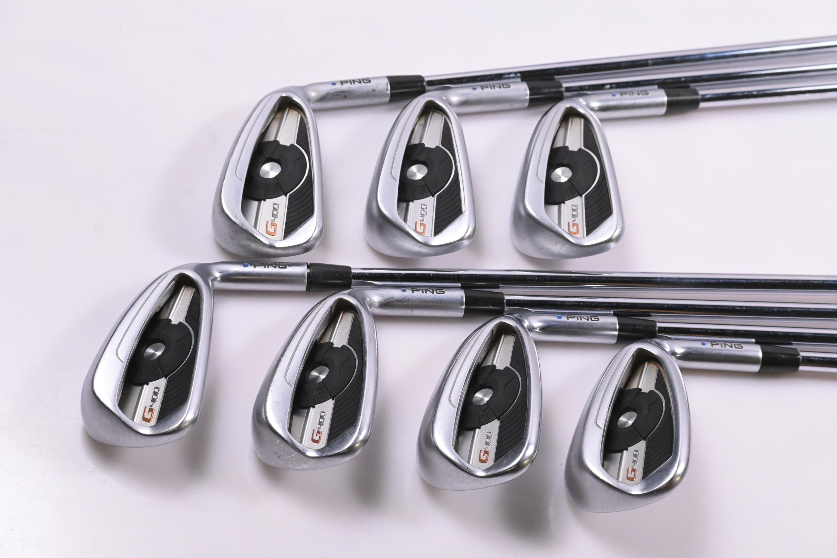 Ping G400 Irons / 4-PW / Blue Dot / Regular Flex Ping AWT 2.0 Shafts