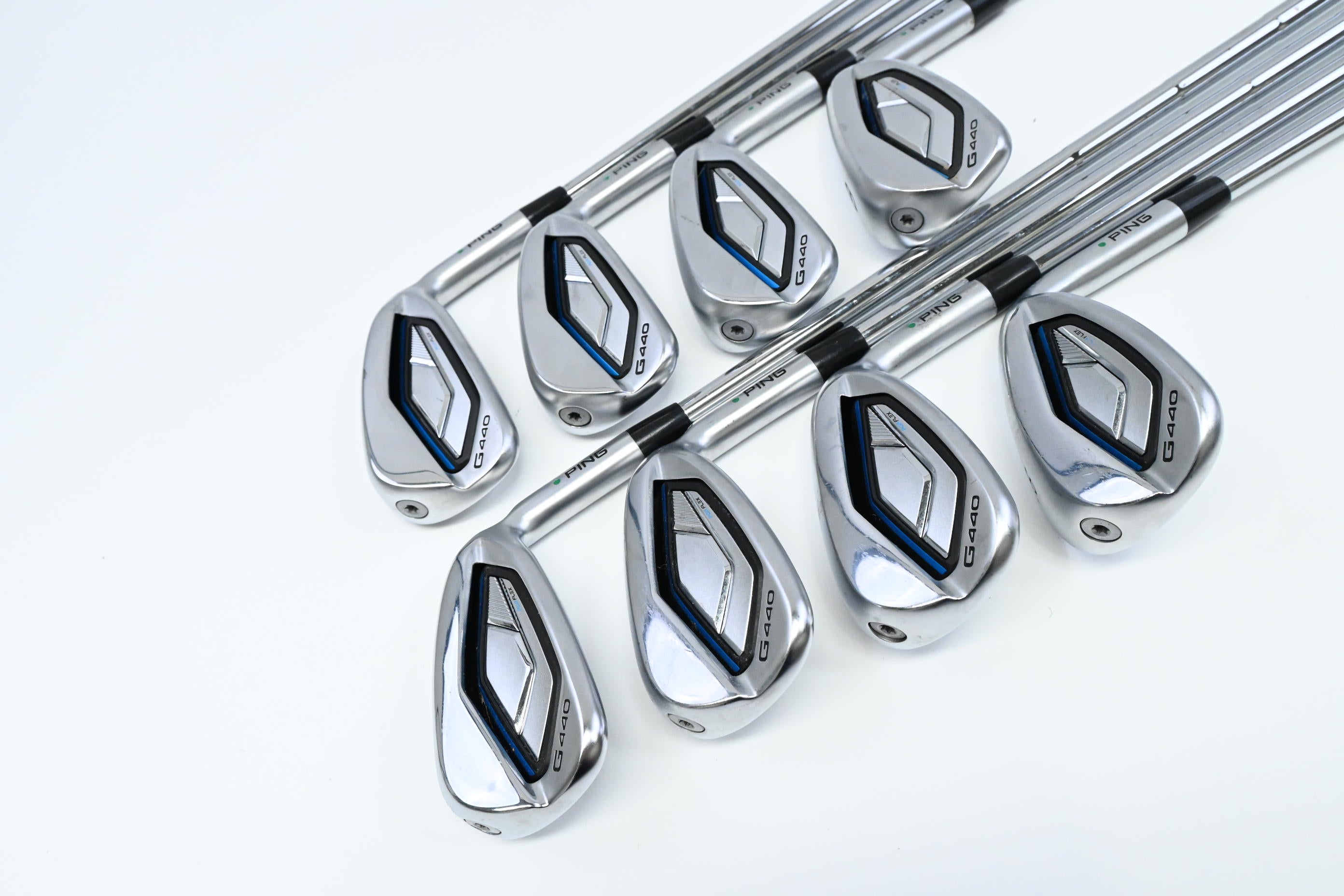Ping G440 Irons / 5-PW+UW+56° / Green Dot / Stiff Flex Dynamic Gold S300 Shafts