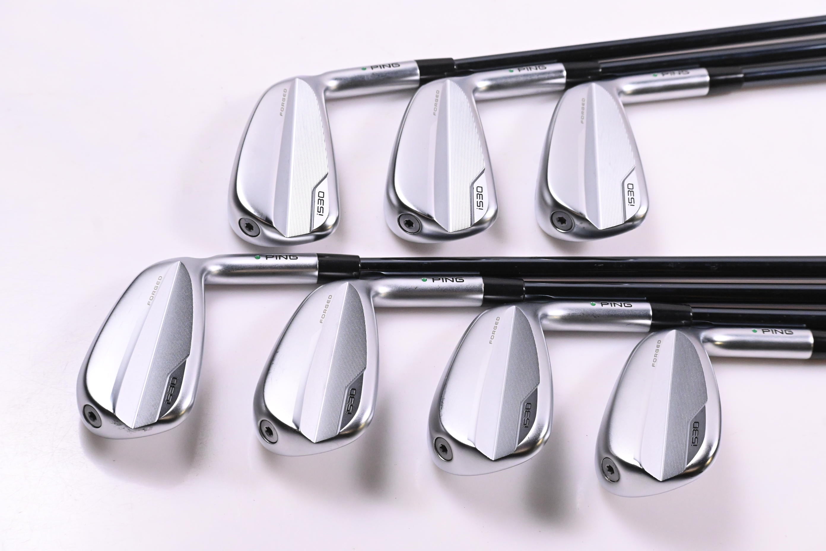 Ping i530 Irons / 5-PW+GW / Green Dot / Senior Flex UST Recoil Dart 65 Shafts