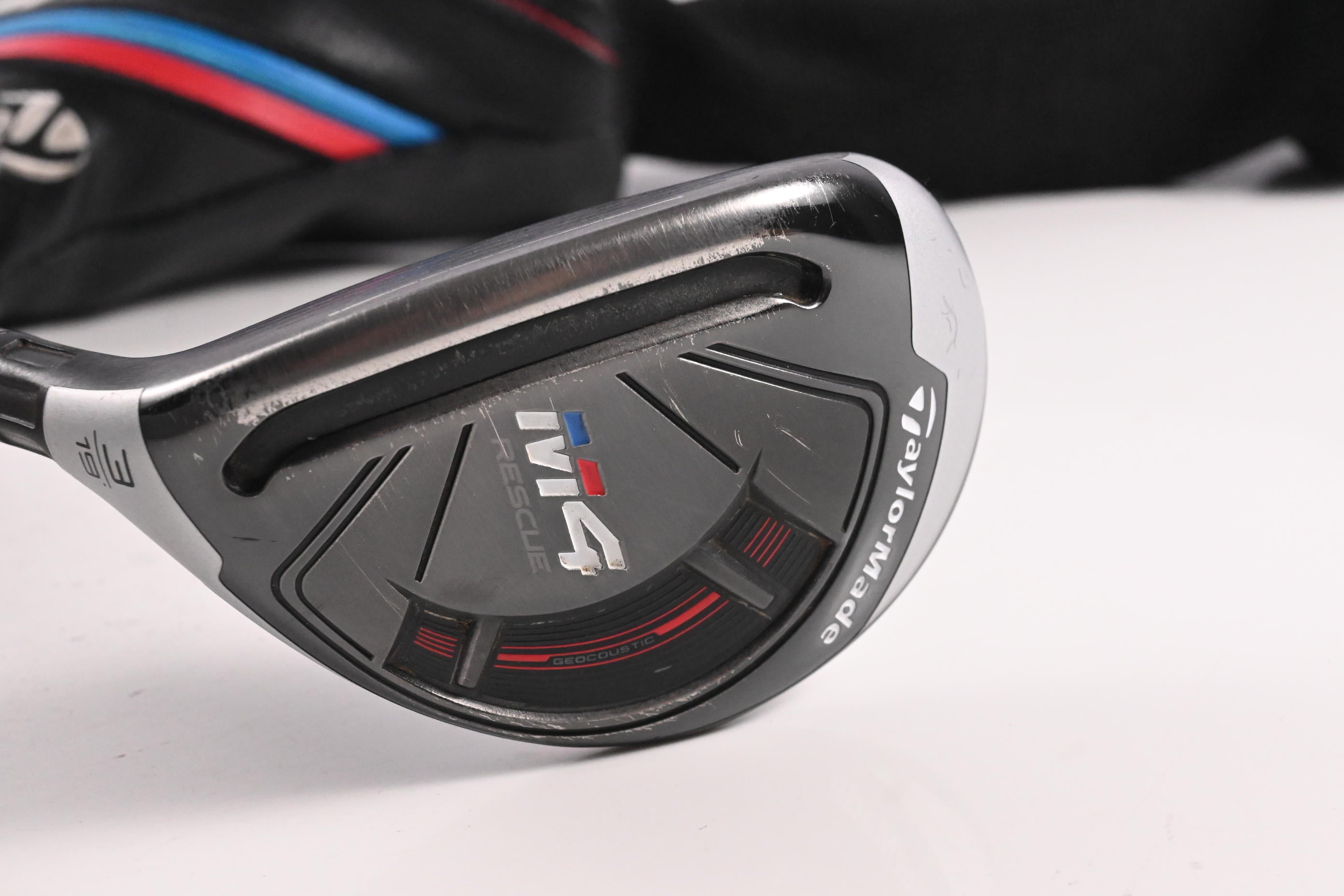 Left Hand Taylormade M4 #3 Hybrid / 19 Degree / Stiff Flex HZRDUS Black 85 Shaft