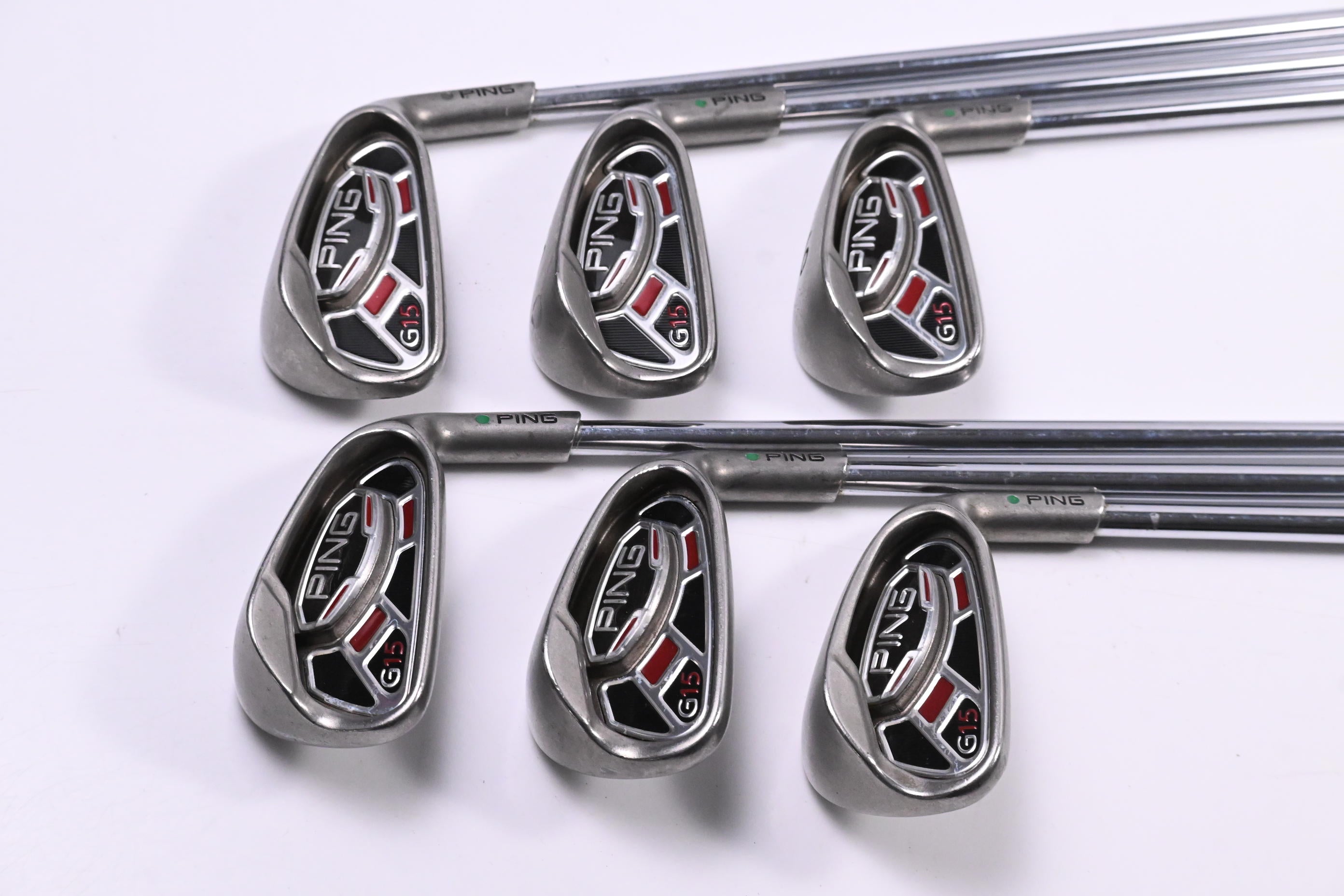 Ping G15 Irons / 4-9i / Green Dot / Regular Flex Ping AWT Shafts