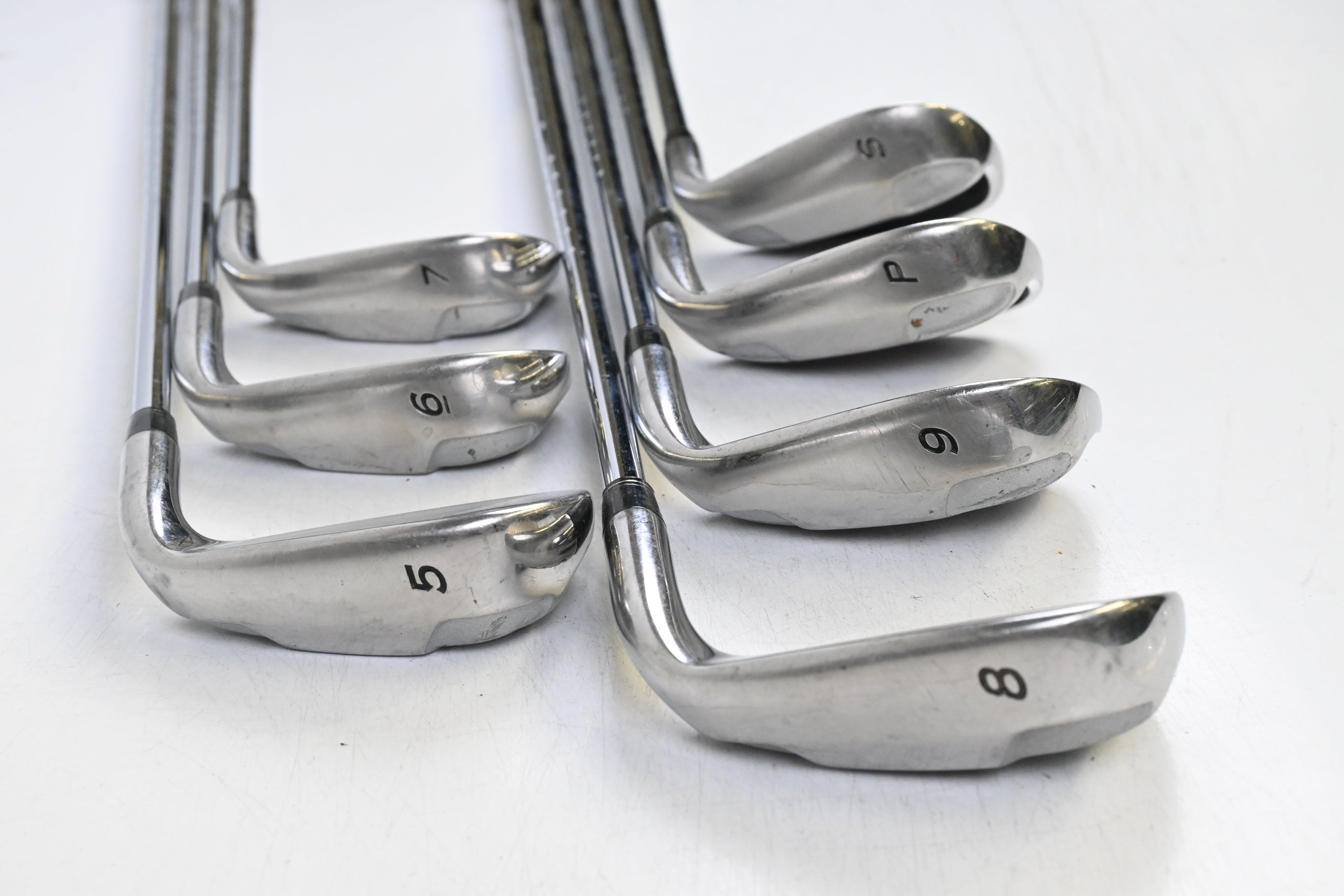 Left Hand Taylormade Burner Plus Irons / 5-PW+SW / Stiff Flex Burner 85 Shafts