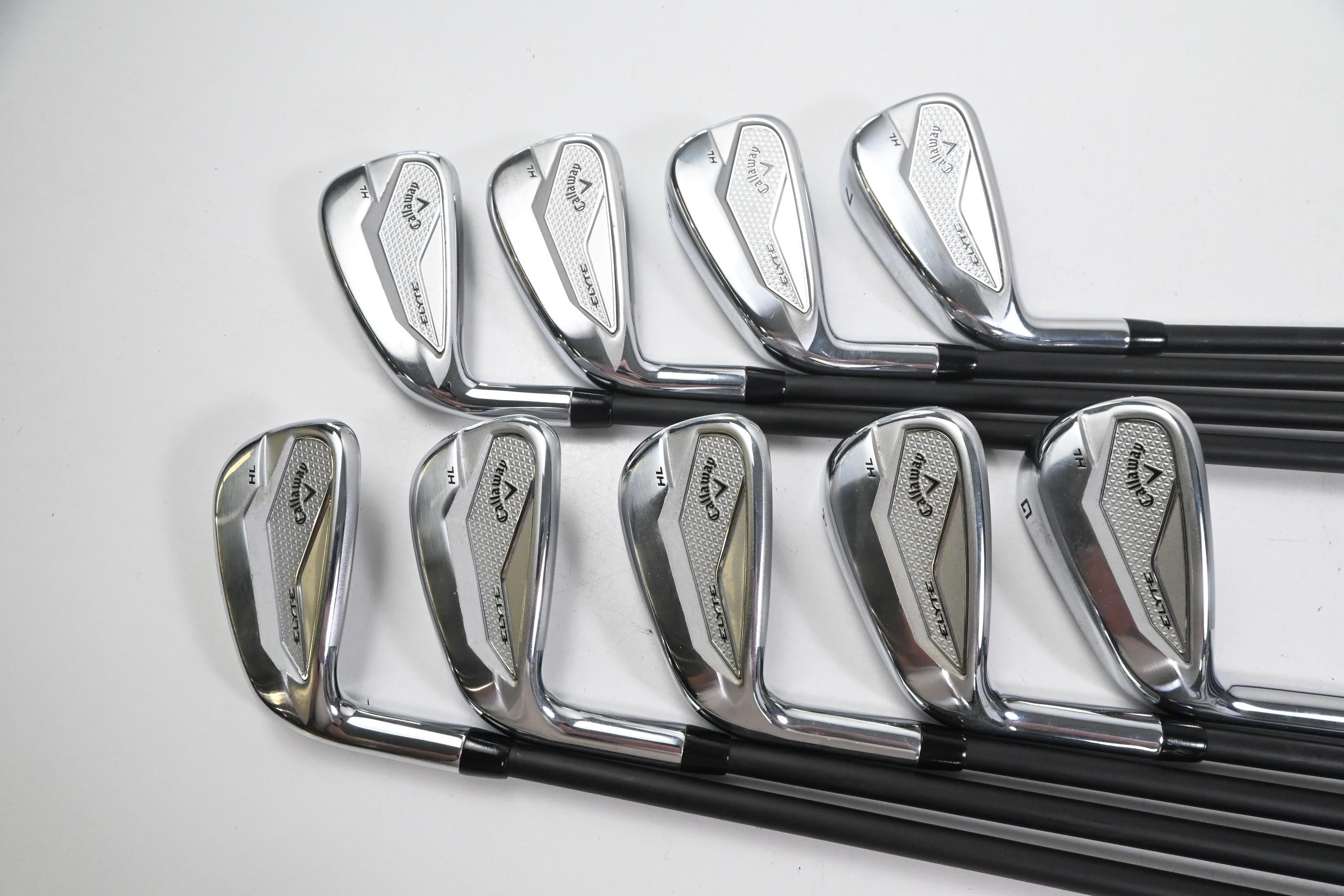 Left Hand Callaway Elyte HL Irons / 5-PW+AW+GW / Senior Flex Vanquish 4