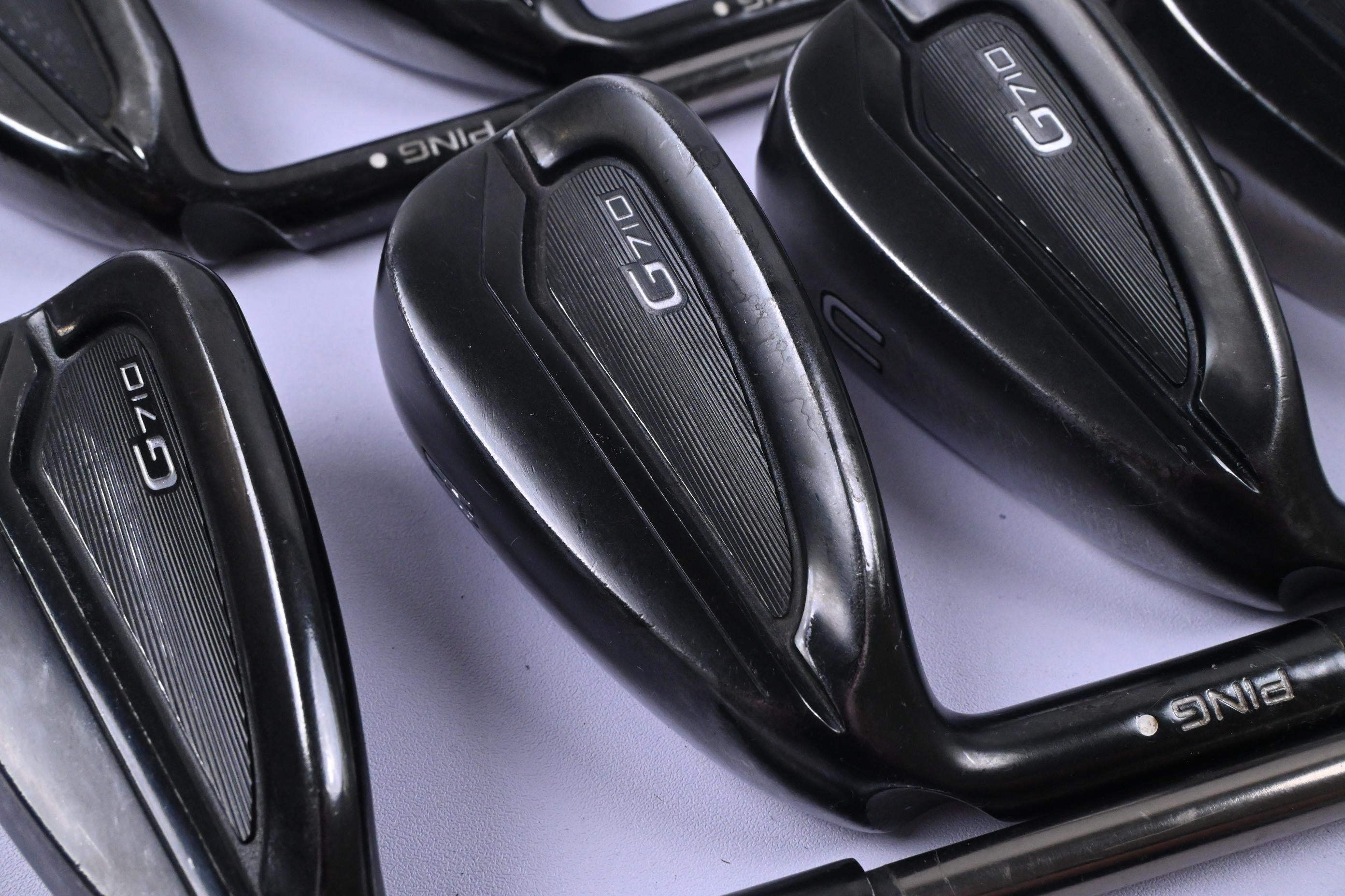 Left Hand Ping G710 Irons / 6-PW+GW+SW / White Dot / Regular Flex Recoil ES 780