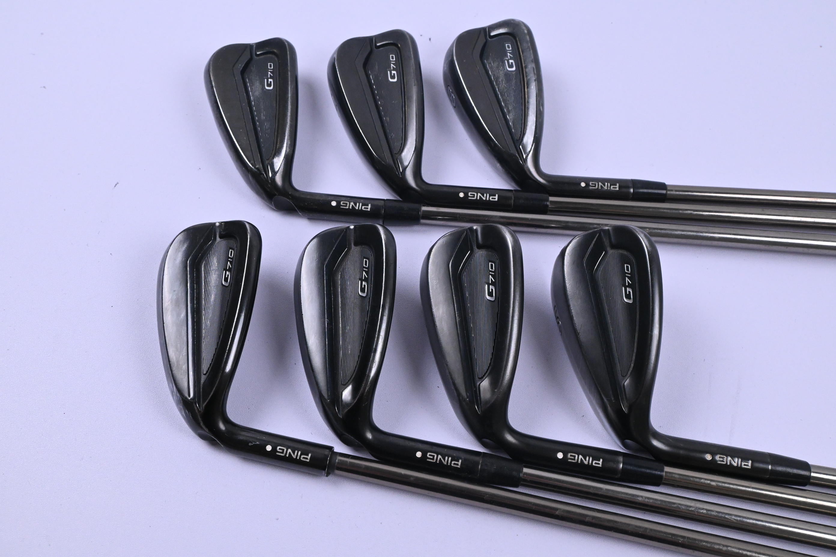 Left Hand Ping G710 Irons / 6-PW+GW+SW / White Dot / Regular Flex Recoil ES 780