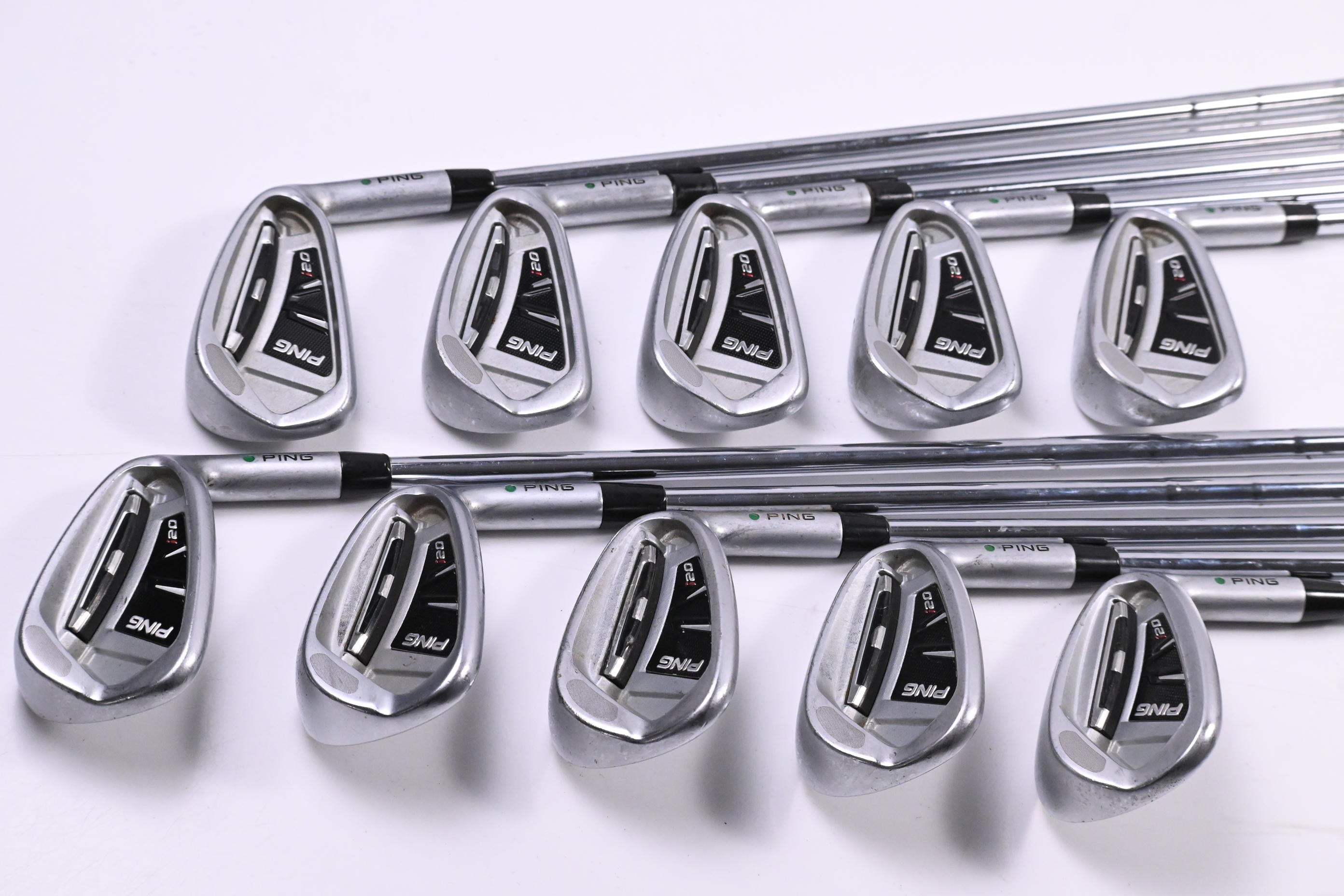Ping i20 Irons / 3-PW+GW+SW / Green Dot / Regular Flex Ping CFS Shafts