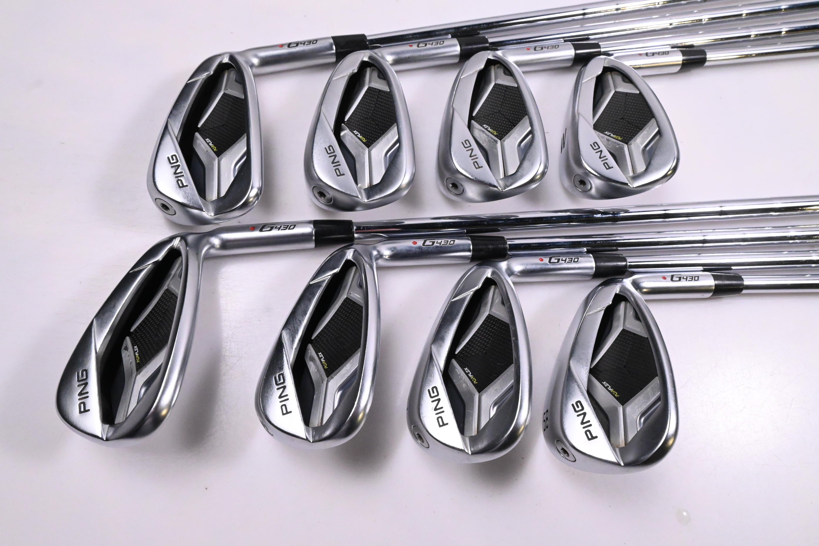 Ping G430 Irons / 7-PW+45°+50°+54°+58° / Red Dot / Stiff Flex KBS Tour 120