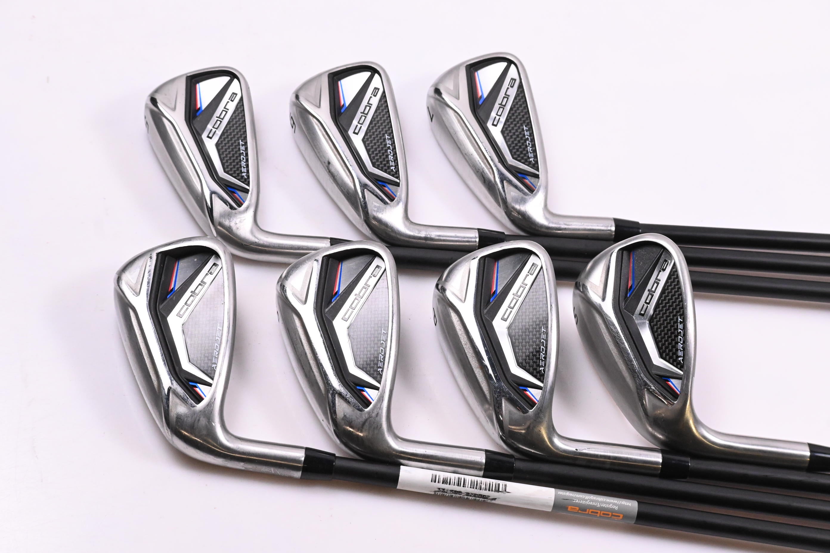 Left Hand Cobra Aerojet Irons / 5-PW+SW / Regular Flex KBS PGI 75 Shafts