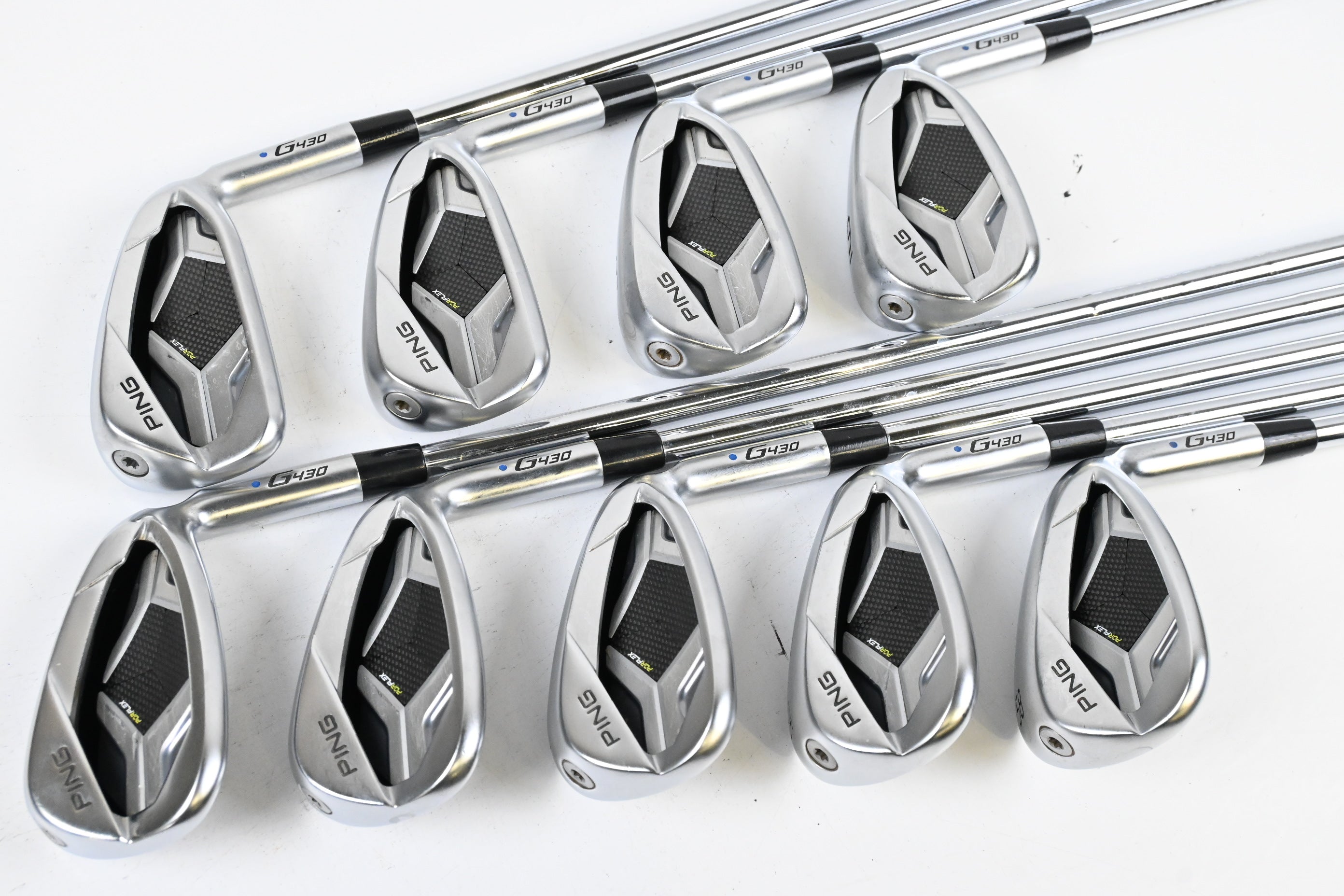 Ping G430 Irons / 6-PW+GW+UW+SW+LW / Blue Dot / Regular Flex Ping AWT 2.0 Shafts