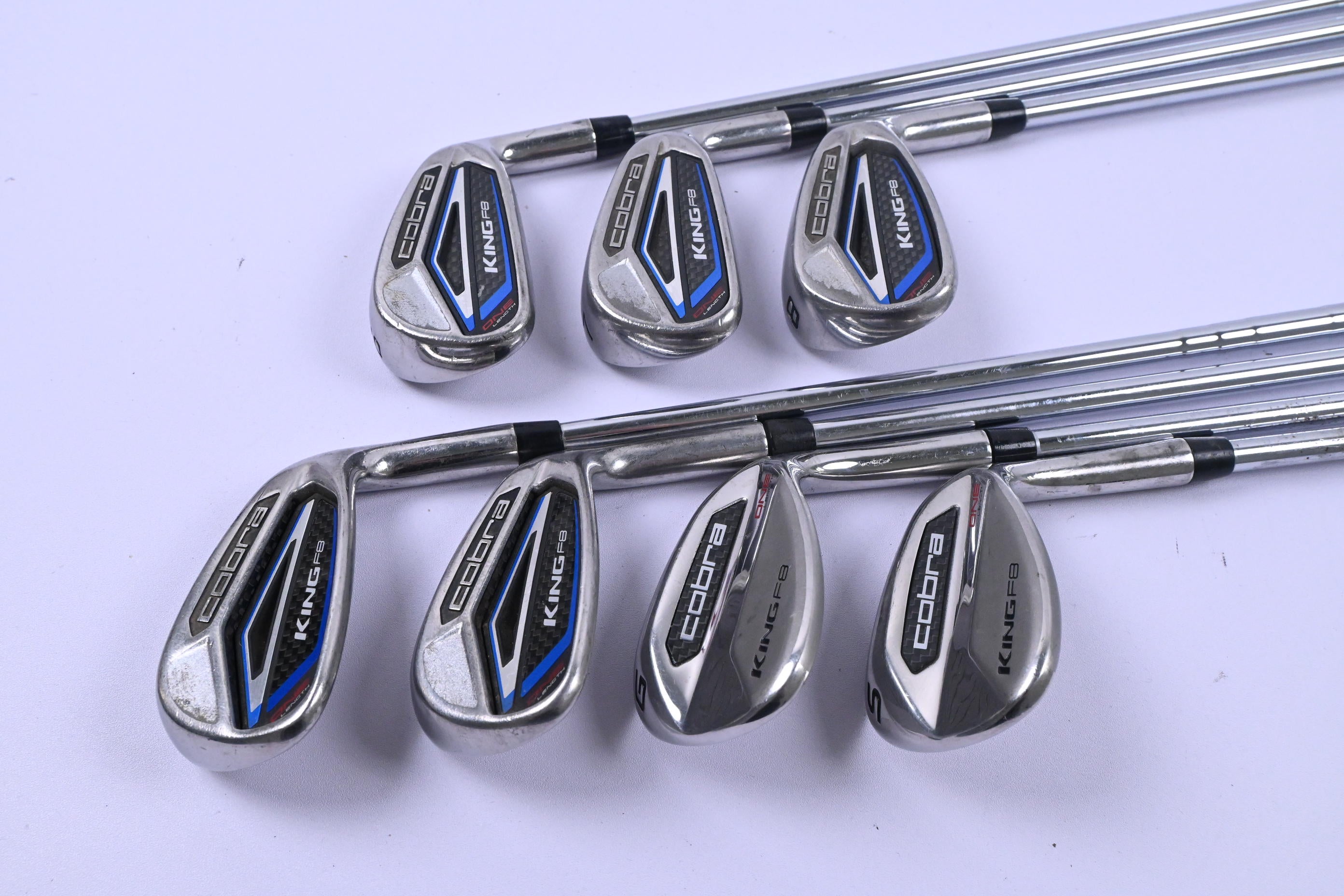Cobra King F8 One Length Irons / 6-PW+GW+SW / Regular Flex One Flighted Shafts