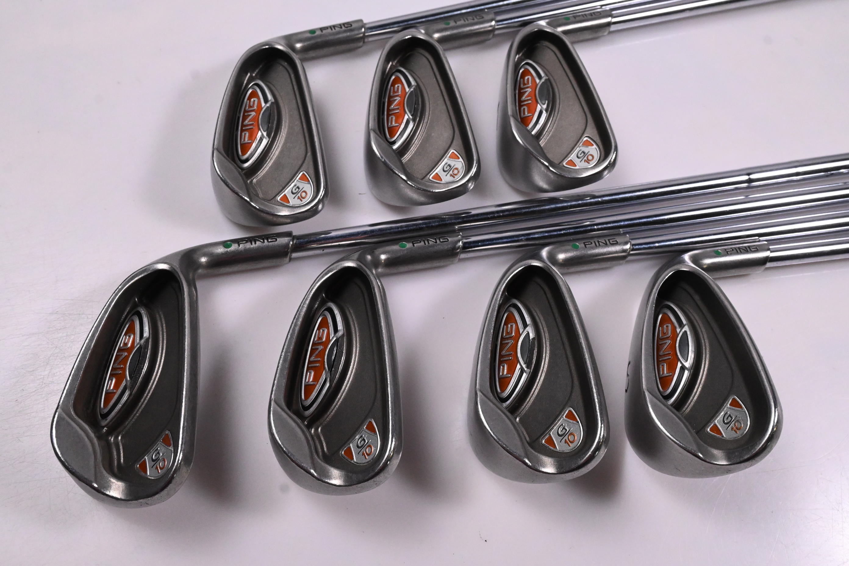 Ping G10 Irons / 5-PW+SW / Green Dot / Stiff Flex Steel Shafts