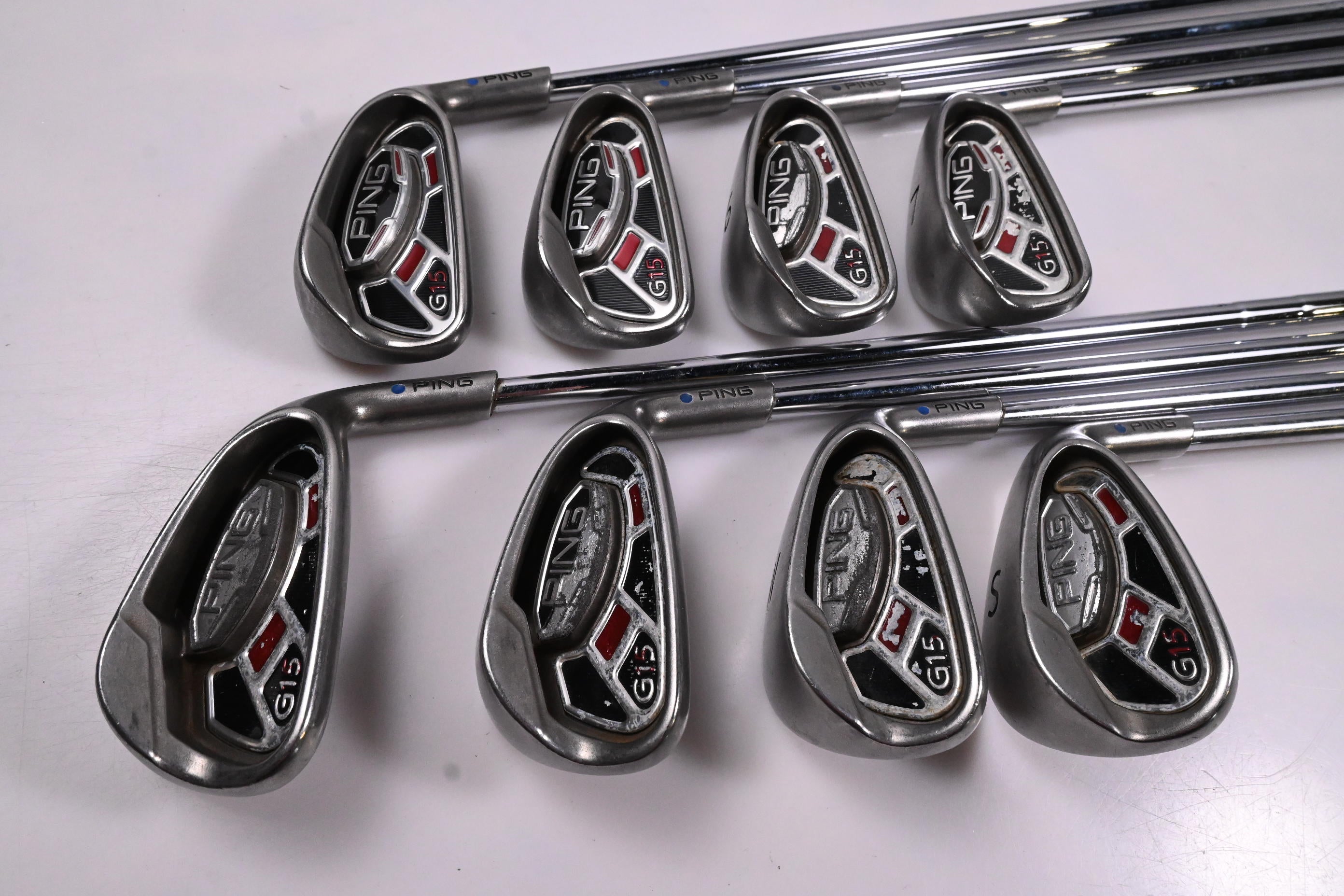 Ping G15 Irons / 4-PW+SW / Blue Dot / Stiff Flex Steel Shafts