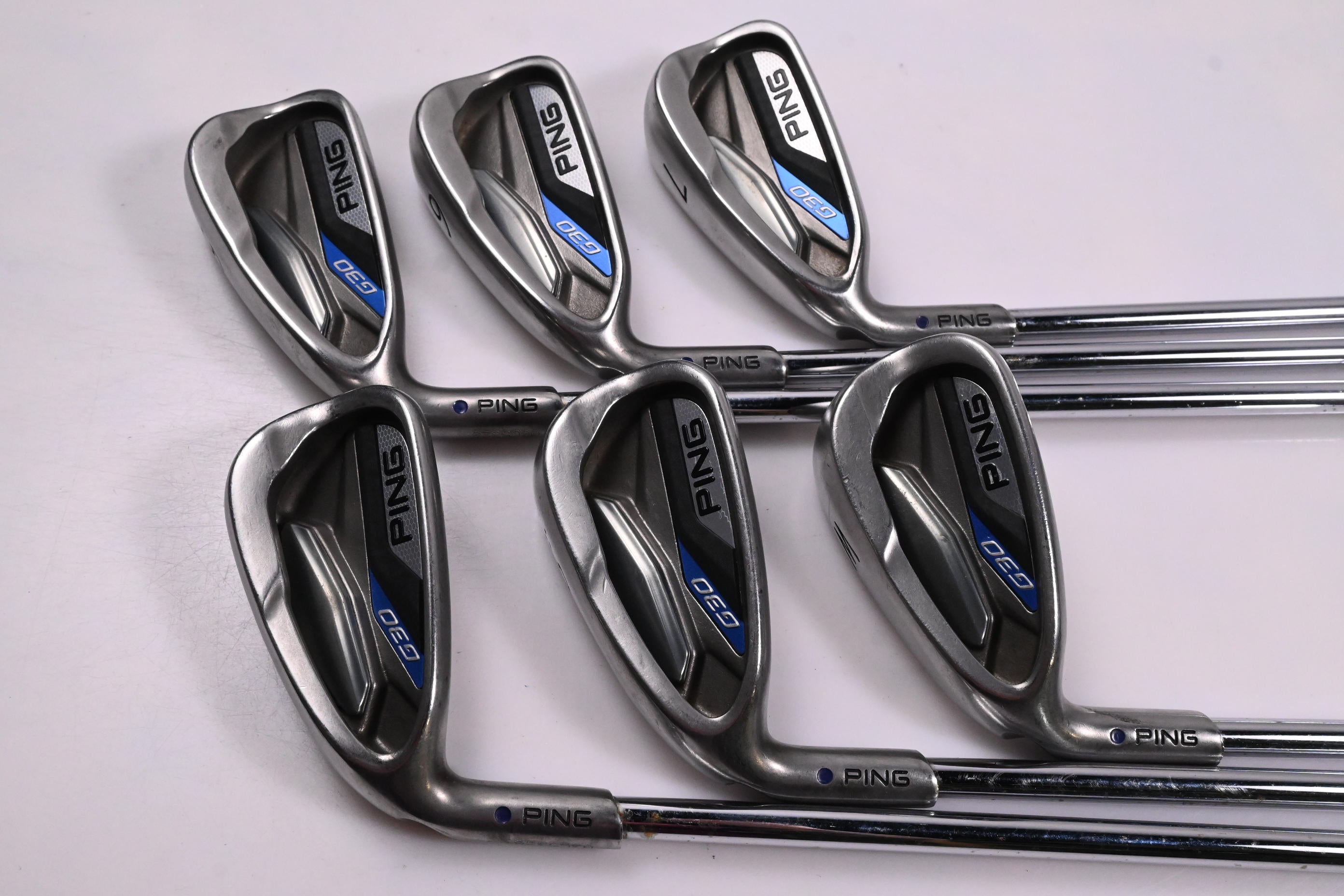 Left Hand Ping G30 Irons / 5-PW / Purple Dot / Regular Flex Ping CFS Shafts
