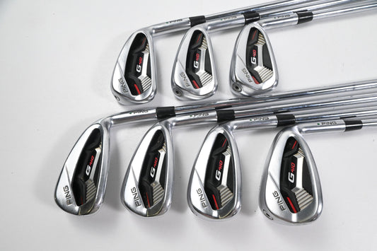 Ping G410 Irons / 5-PW+GW / Green Dot / Stiff Flex Ping AWT 2.0 Shafts