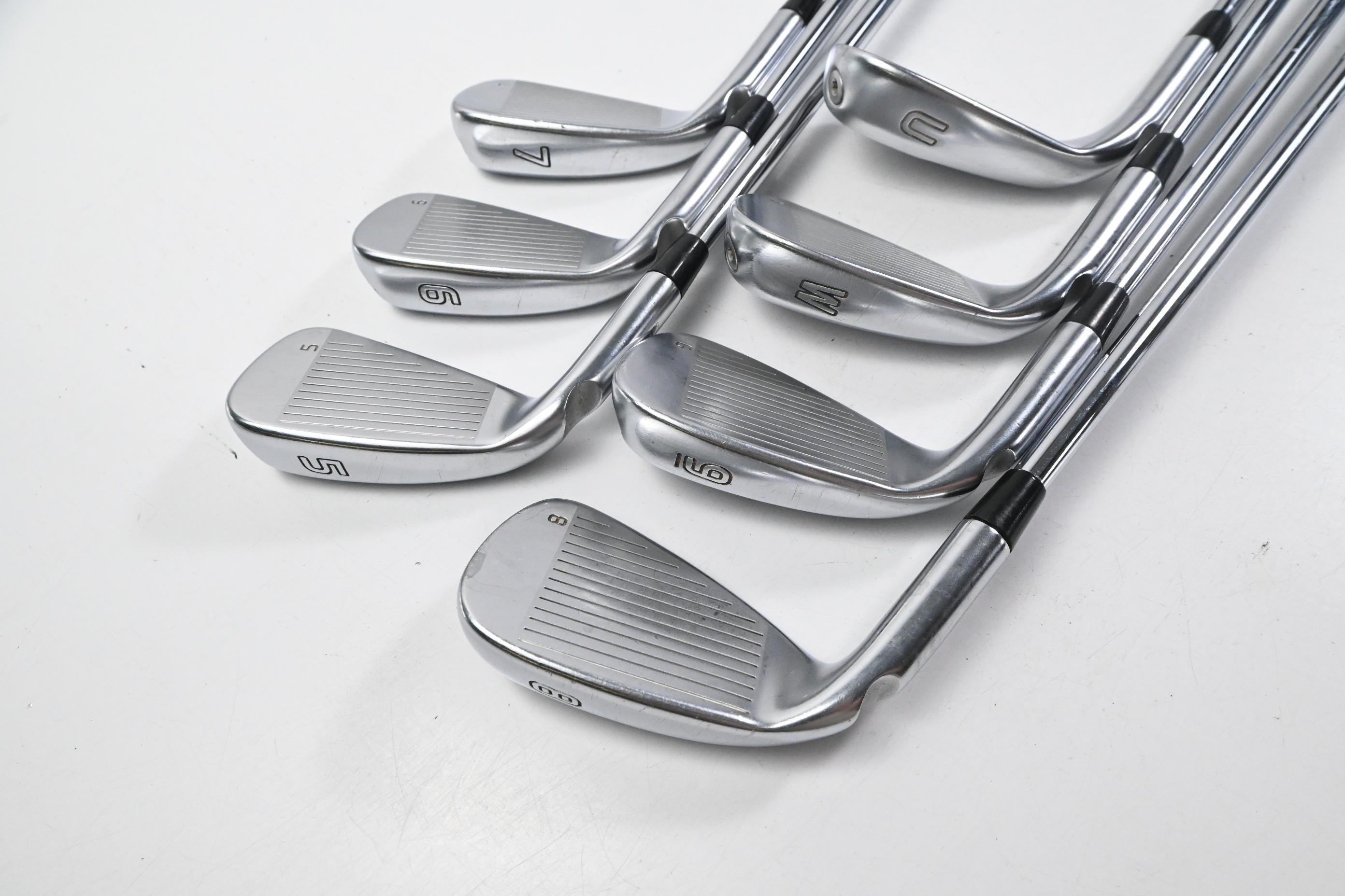 Ping G410 Irons / 5-PW+GW / Green Dot / Stiff Flex Ping AWT 2.0 Shafts