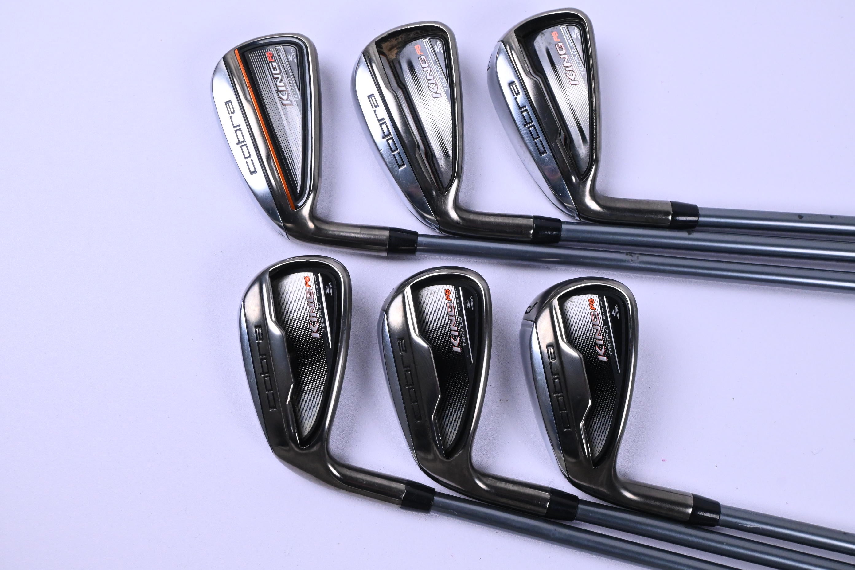 Left Hand Cobra King F6 Irons / 5-PW / Regular Flex OZIK MFS Q4 Red Tie 65
