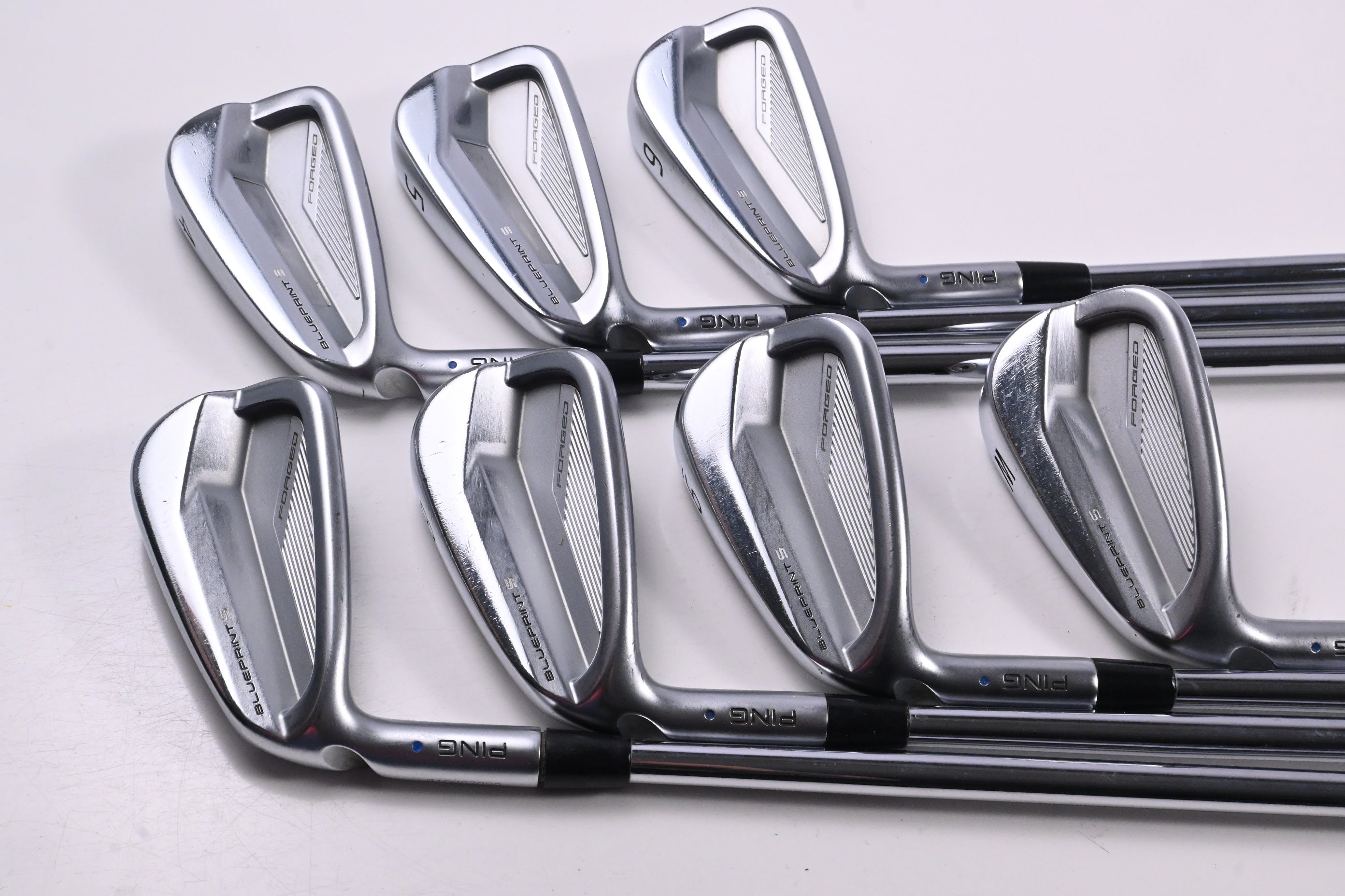 Left Hand Ping Blueprint S Irons / 4-PW / Blue Dot / Stiff Flex Dynamic Gold 120