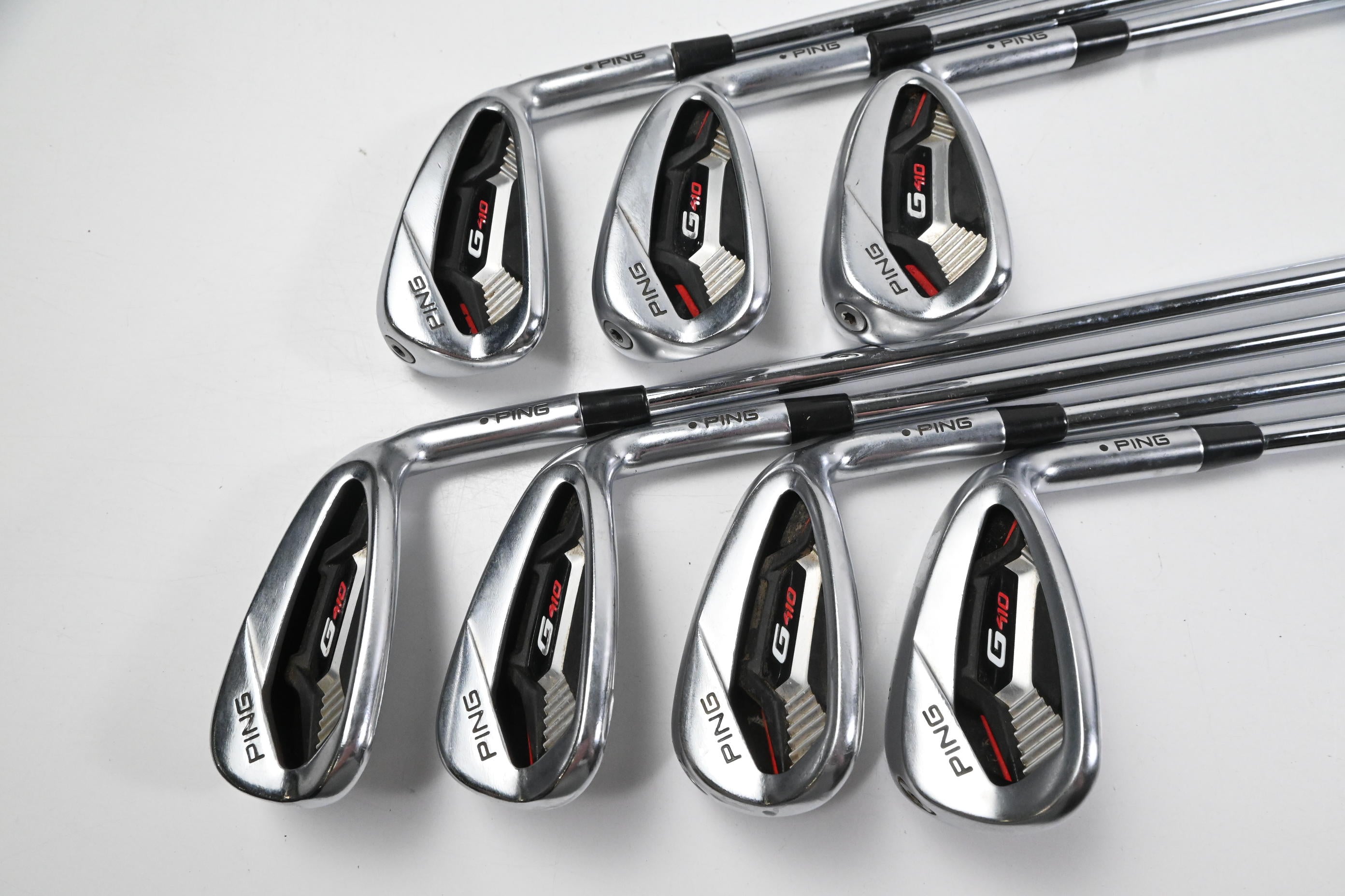 Ping G410 Irons / 7-PW+GW+SW / Black Dot / Regular+ Flex Project X LZ 115 Shafts