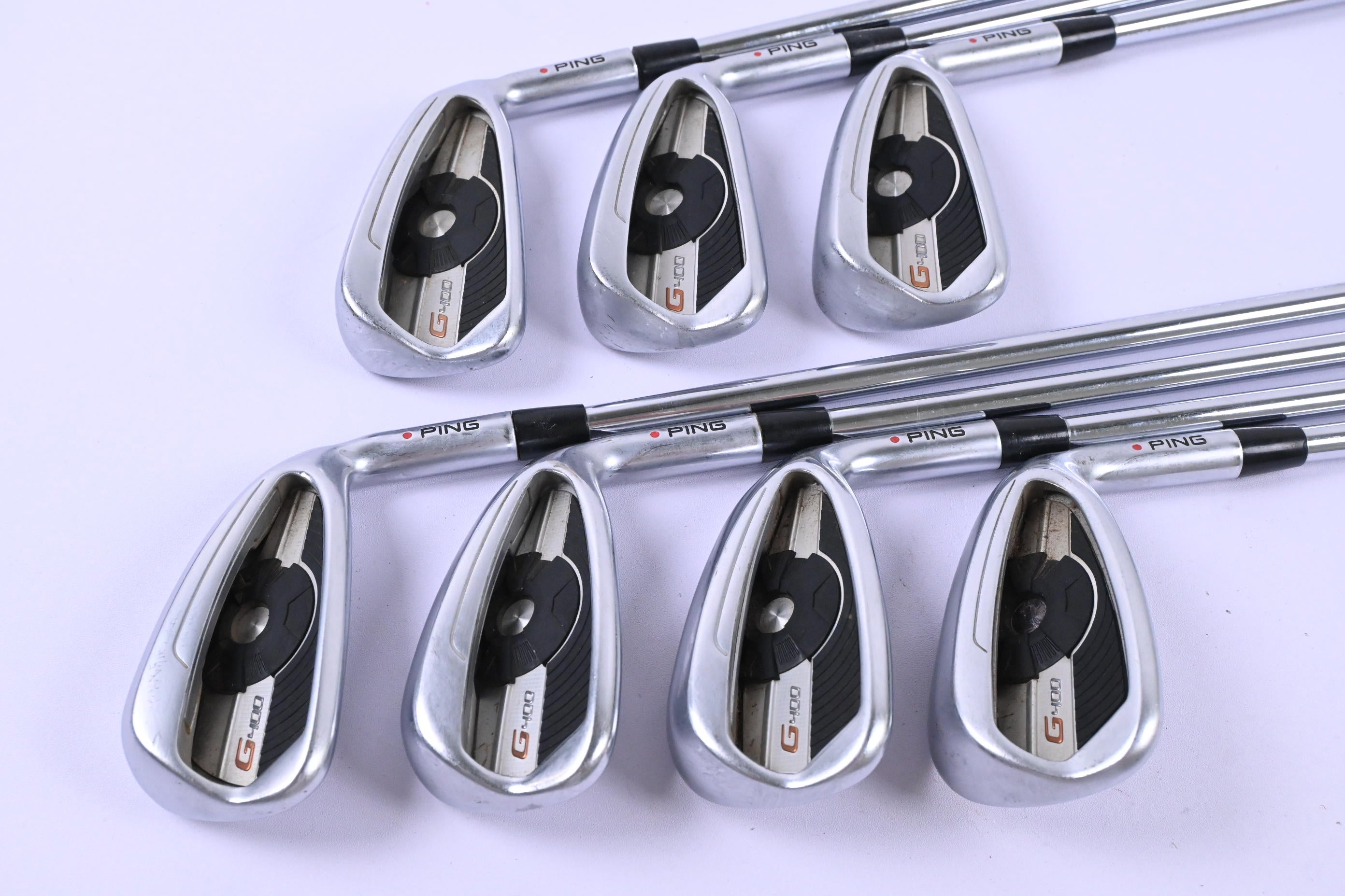 Ping G400 Irons / 4-PW / Red Dot / Regular Flex Ping AWT 2.0 Shafts